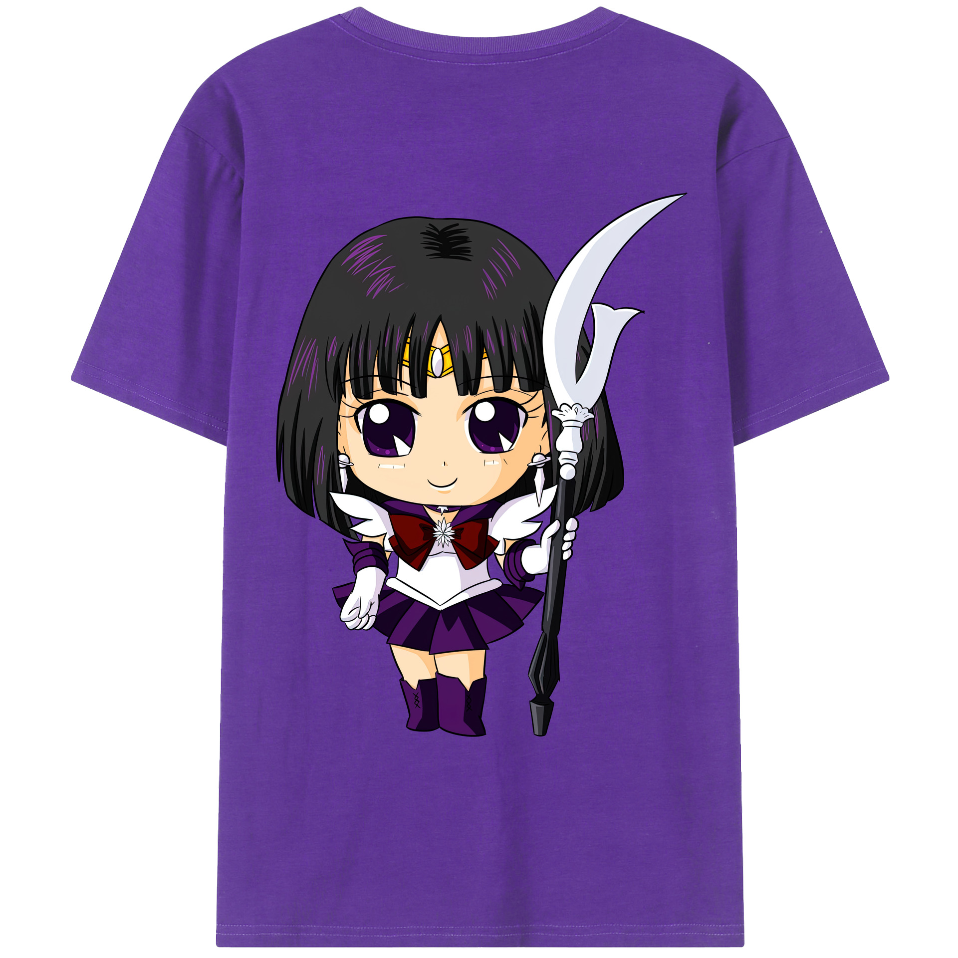 （画像用） 美少女戦士セーラームーン 土萠ほたる Sailor Moon Tomoe Hotaru （セーラーサターン；Sailor Saturn） 綿100％ メンズ半袖Tシャツ（バックプリント） 通気性