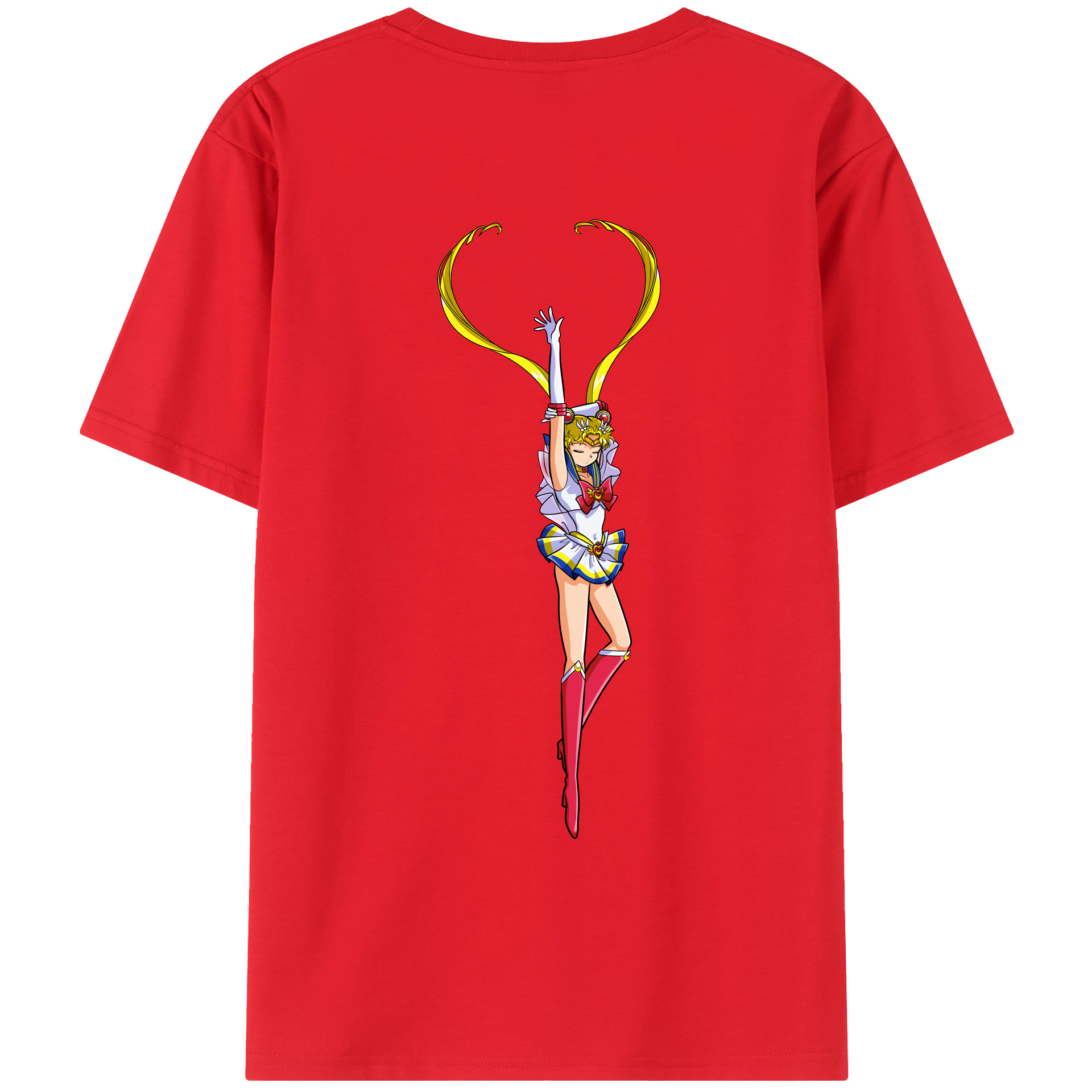 （画像用） 美少女戦士セーラームーン 月野 うさぎ つきの うさぎ Sailor Moon Tsukino Usagi 綿100％ メンズ半袖Tシャツ（バックプリント） 通気性