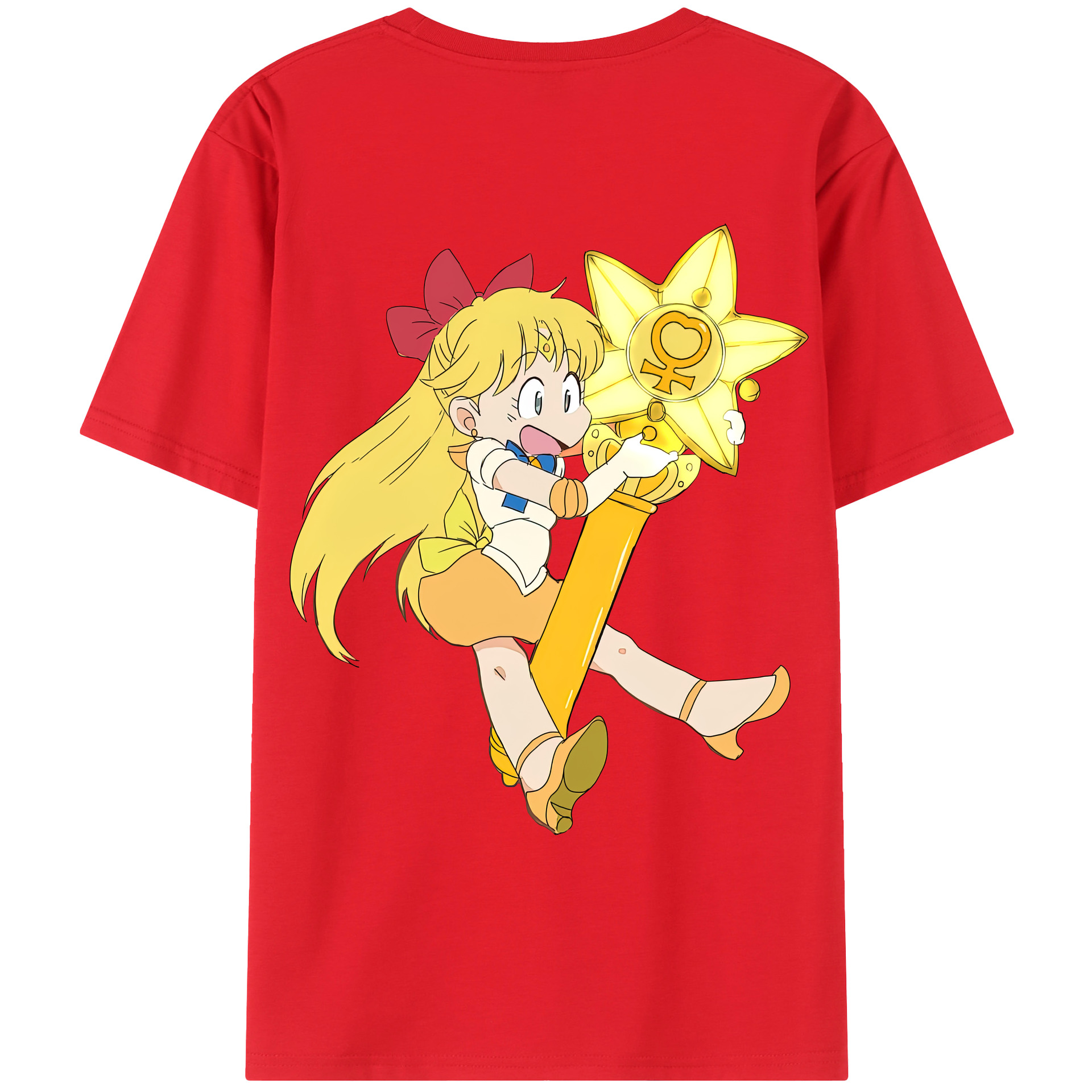 （画像用） 美少女戦士セーラームーン 愛野 美奈子 あいの みなこ Sailor Moon Aino Minako 綿100％ メンズ半袖Tシャツ（バックプリント） 通気性