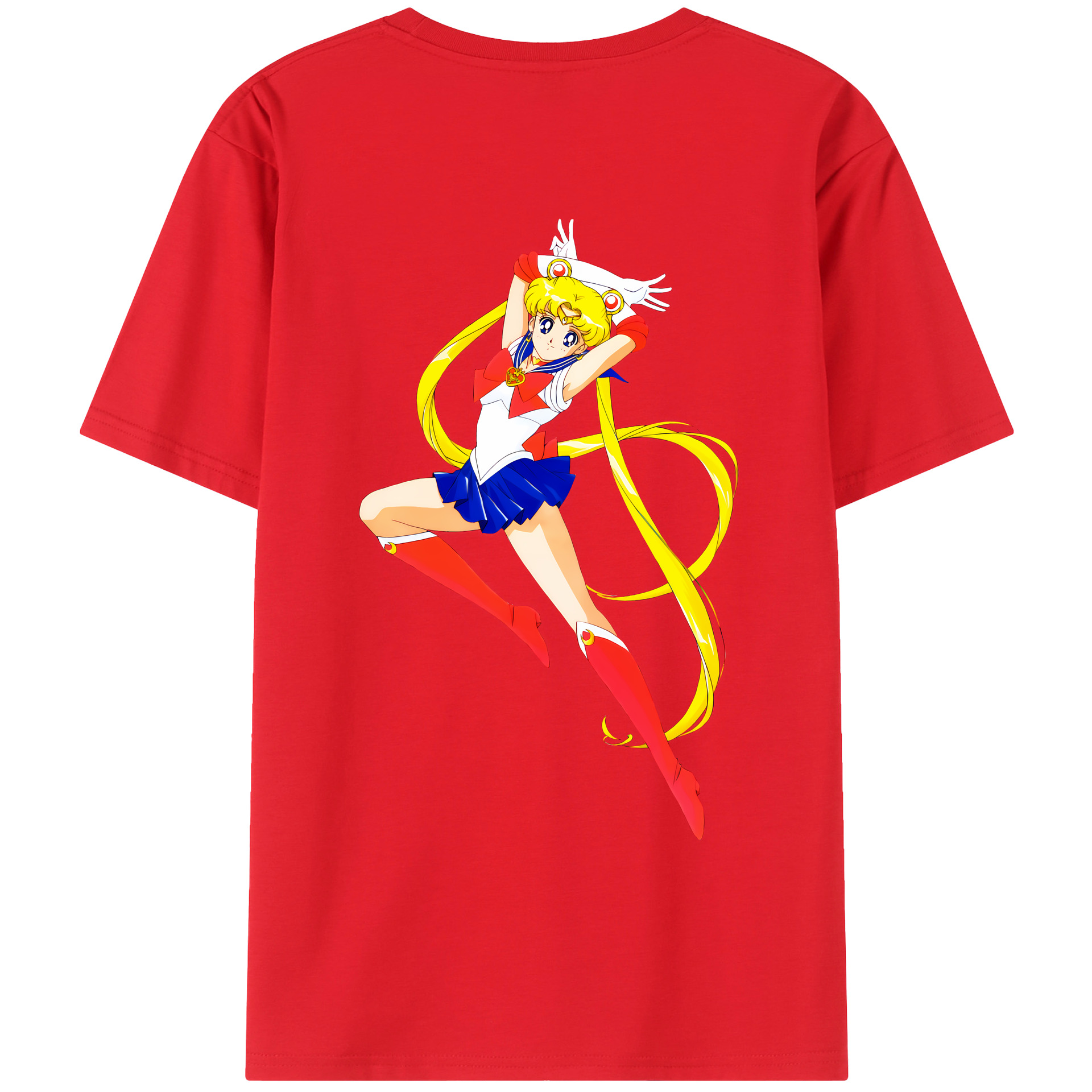 （画像用） 美少女戦士セーラームーン 月野 うさぎ つきの うさぎ Sailor Moon Tsukino Usagi 綿100％ メンズ半袖Tシャツ（バックプリント） 通気性