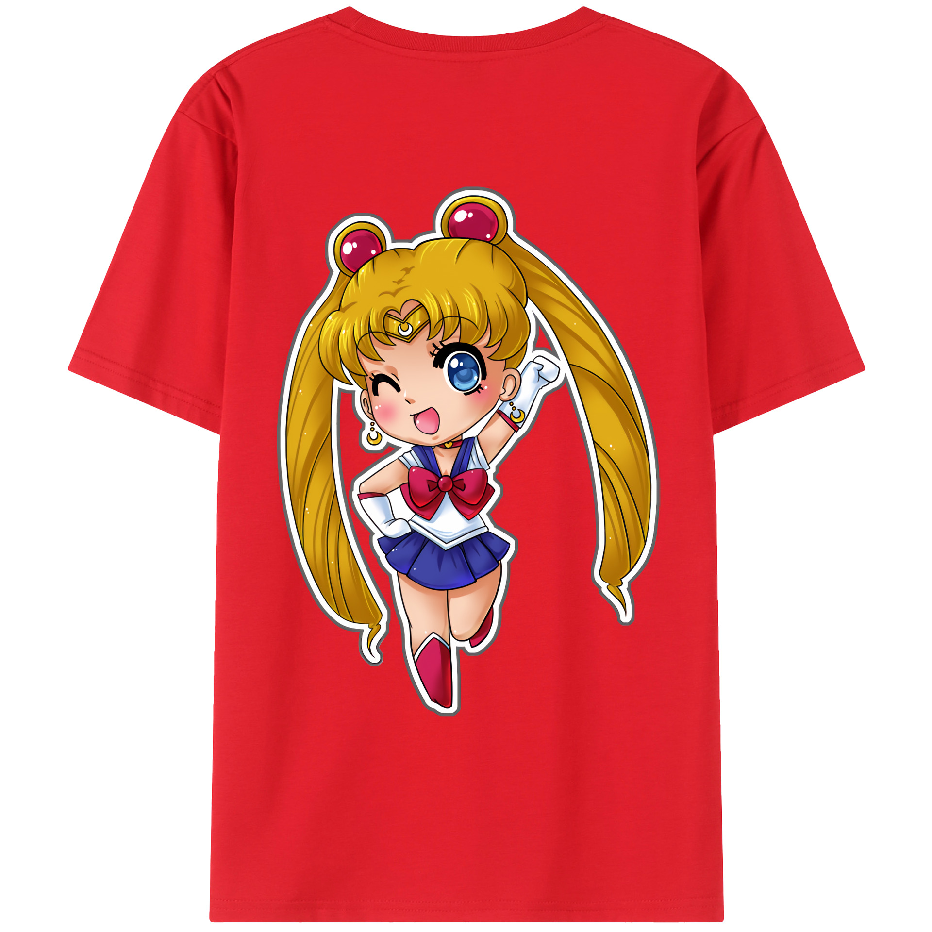 （画像用） 美少女戦士セーラームーン 月野 うさぎ つきの うさぎ Sailor Moon Tsukino Usagi 綿100％ メンズ半袖Tシャツ（バックプリント） 通気性