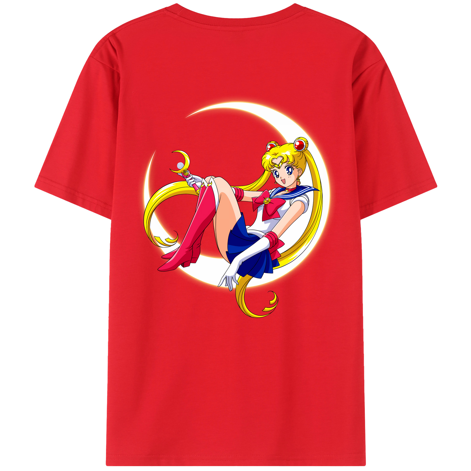 （画像用） 美少女戦士セーラームーン 月野 うさぎ つきの うさぎ Sailor Moon Tsukino Usagi 綿100％ メンズ半袖Tシャツ（バックプリント） 通気性