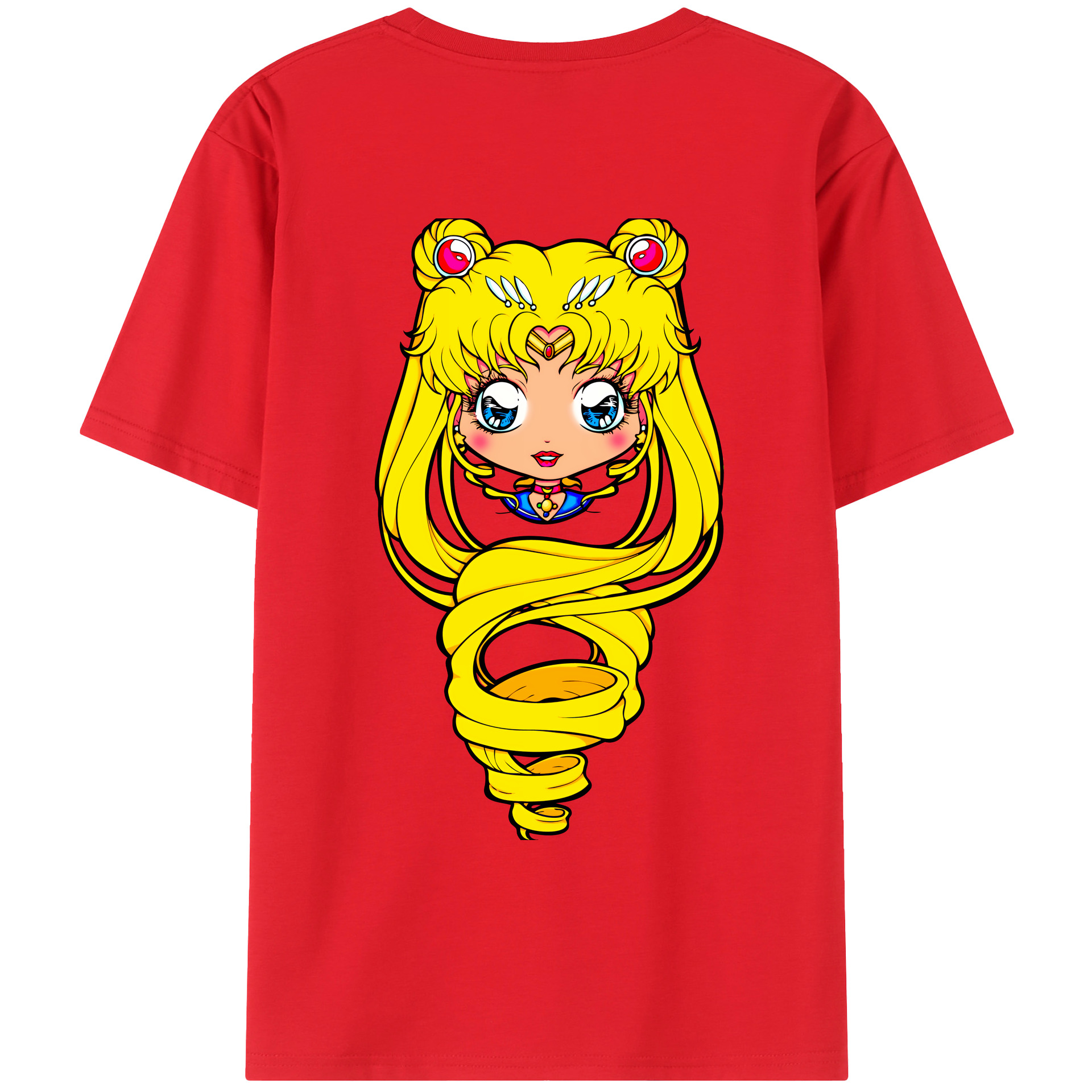 （画像用） 美少女戦士セーラームーン 月野 うさぎ つきの うさぎ Sailor Moon Tsukino Usagi 綿100％ メンズ半袖Tシャツ（バックプリント） 通気性
