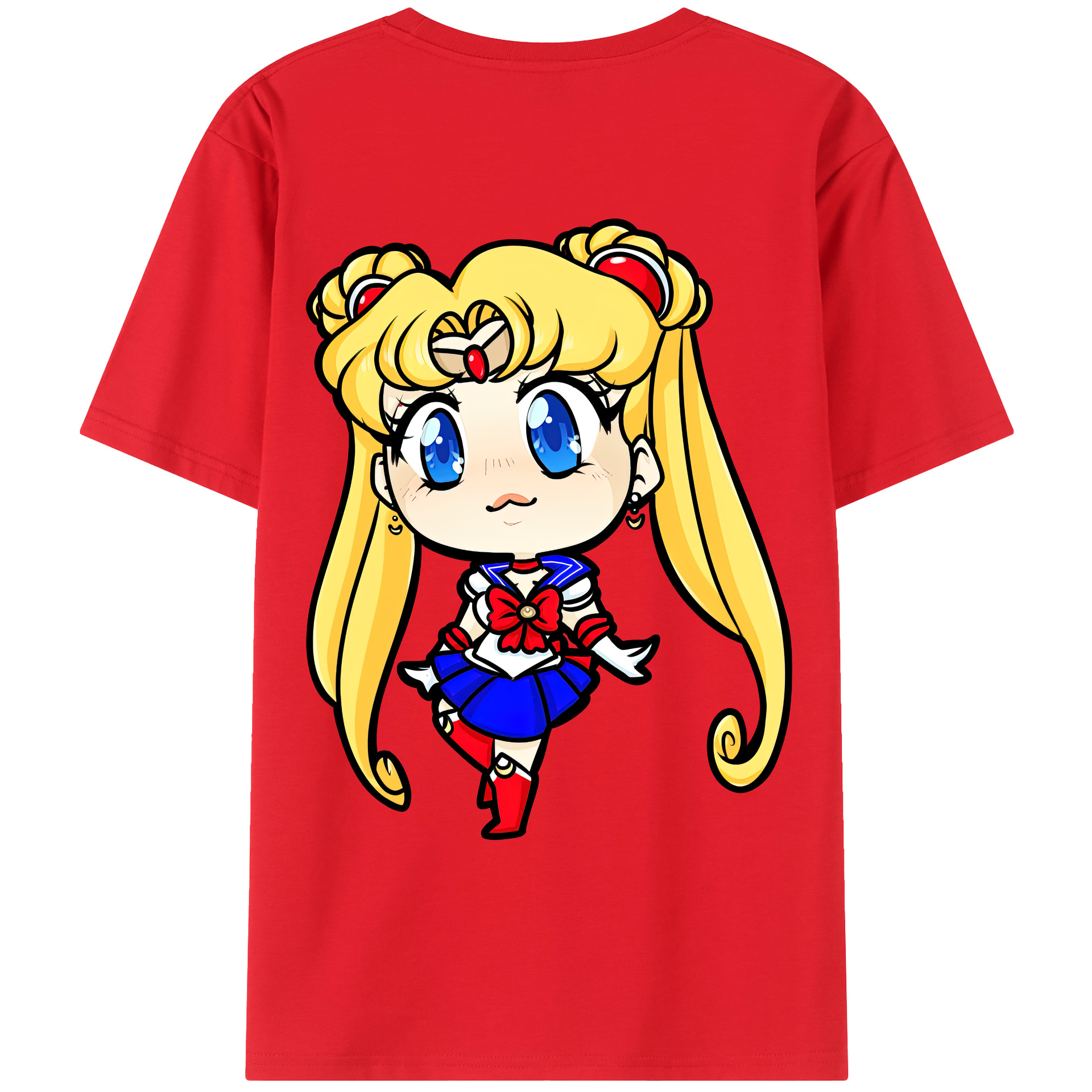 （画像用） 美少女戦士セーラームーン 月野 うさぎ つきの うさぎ Sailor Moon Tsukino Usagi 綿100％ メンズ半袖Tシャツ（バックプリント） 通気性