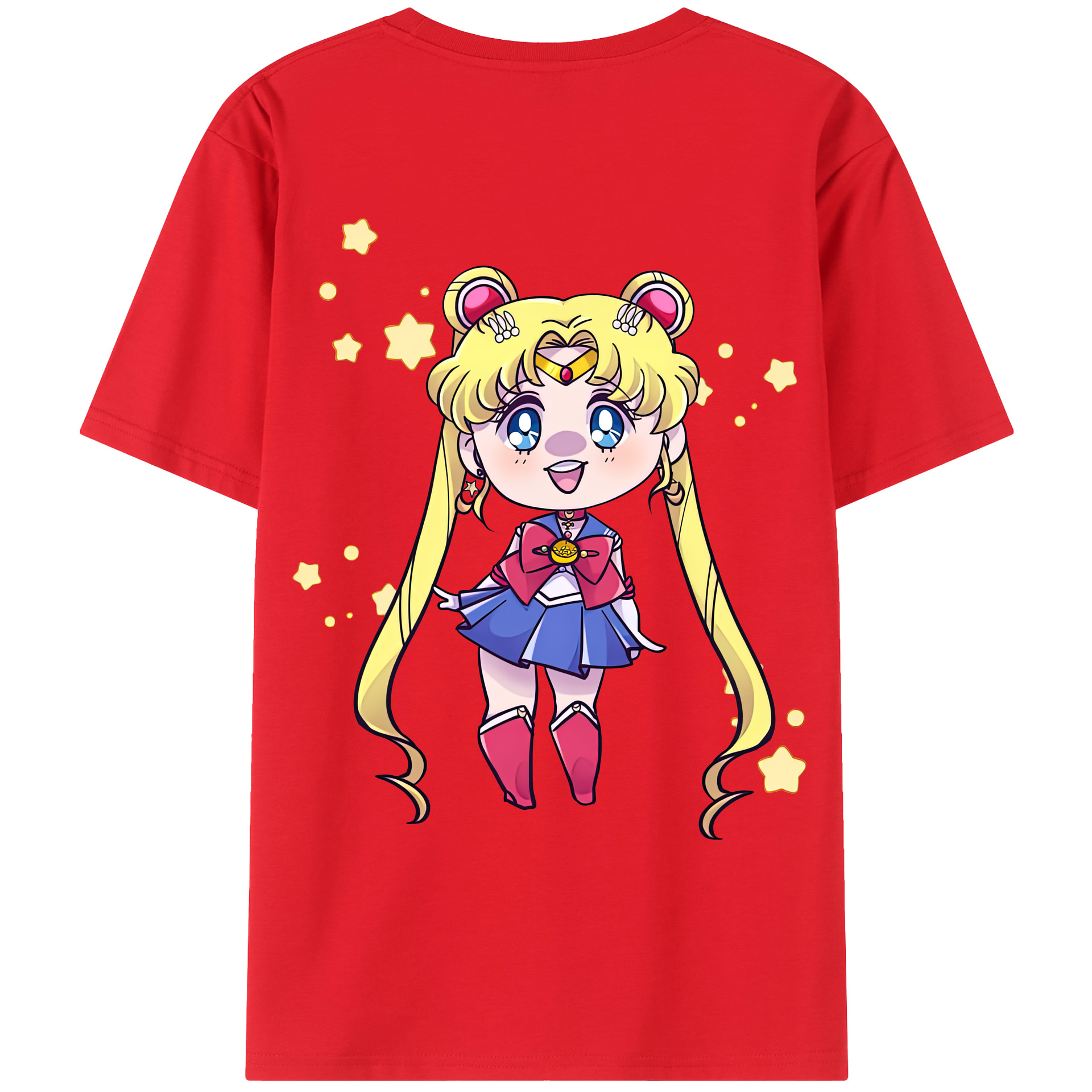 （画像用） 美少女戦士セーラームーン 月野 うさぎ つきの うさぎ Sailor Moon Tsukino Usagi 綿100％ メンズ半袖Tシャツ（バックプリント） 通気性