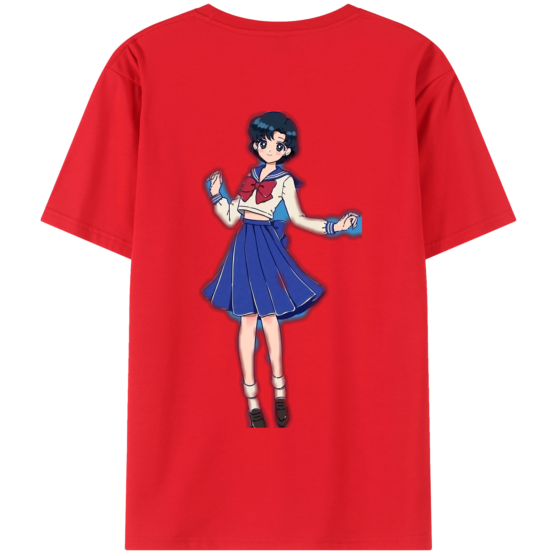 （画像用） 美少女戦士セーラームーン 水野 亜美 みずの あみ Sailor Moon Mizuno Ami 綿100％ メンズ半袖Tシャツ（バックプリント） 通気性