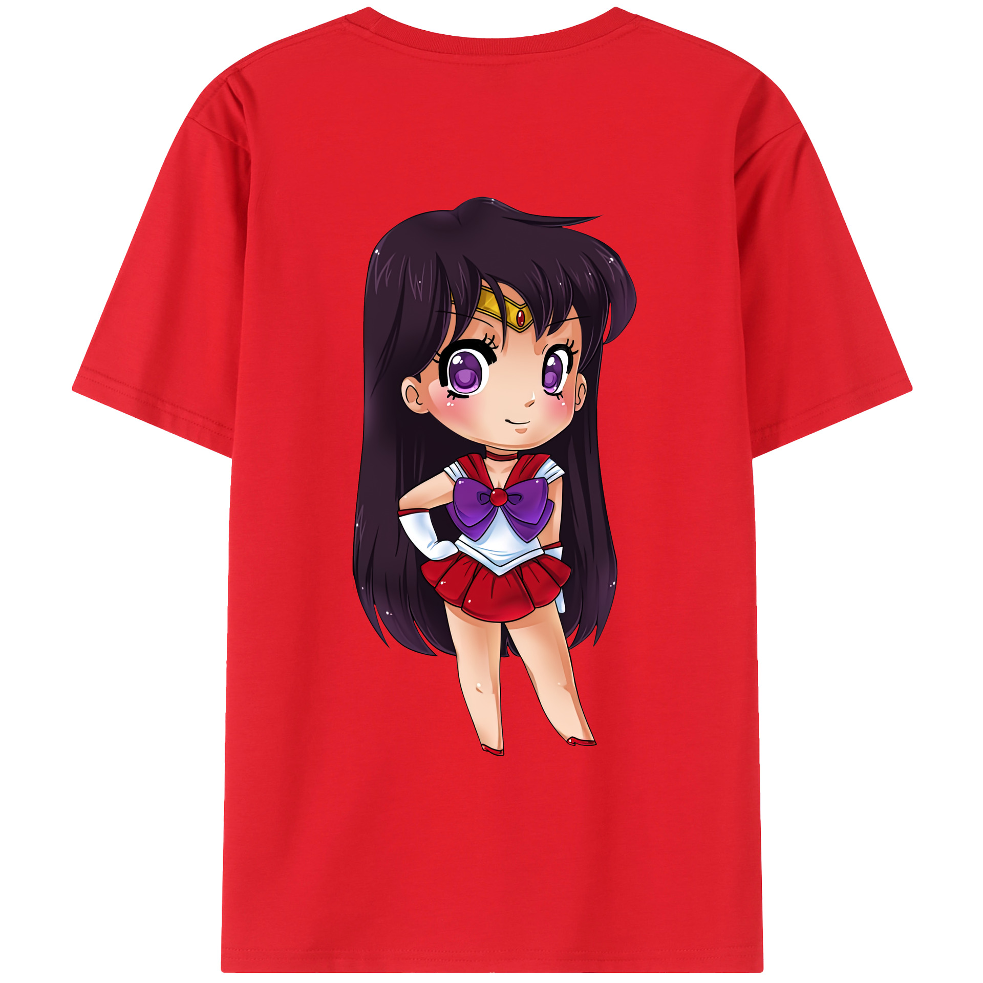 （画像用） 美少女戦士セーラームーン 火野レイ ひの レイ Sailor Moon Hino Rei （セーラーマーズ,Sailor Mars） 綿100％ メンズ半袖Tシャツ（バックプリント） 通気性