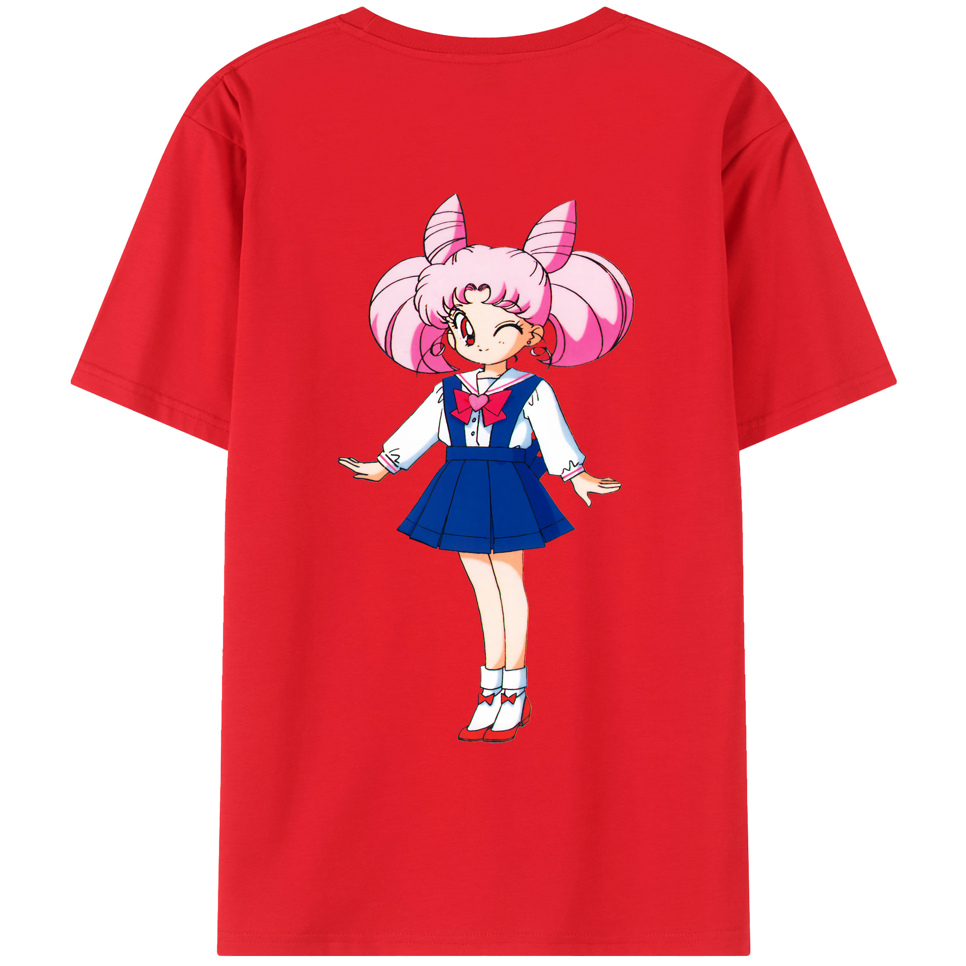 （画像用） 美少女戦士セーラームーン ちびうさ Sailor Moon Chibiusa Tsukino Usagi Small Lady Serenity 綿100％ メンズ半袖Tシャツ（バックプリント） 通気性