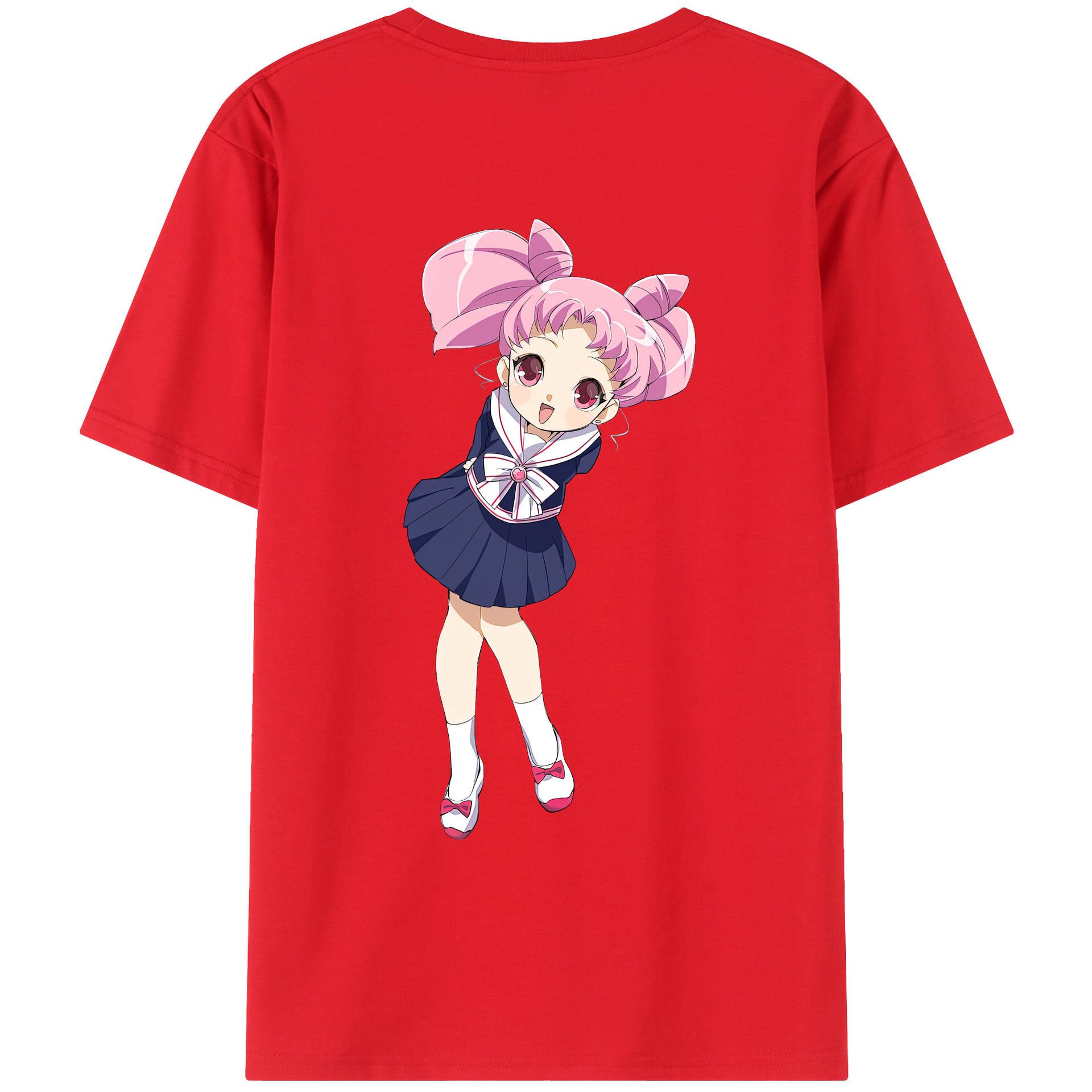 （画像用） 美少女戦士セーラームーン ちびうさ Sailor Moon Chibiusa Tsukino Usagi Small Lady Serenity 綿100％ メンズ半袖Tシャツ（バックプリント） 通気性