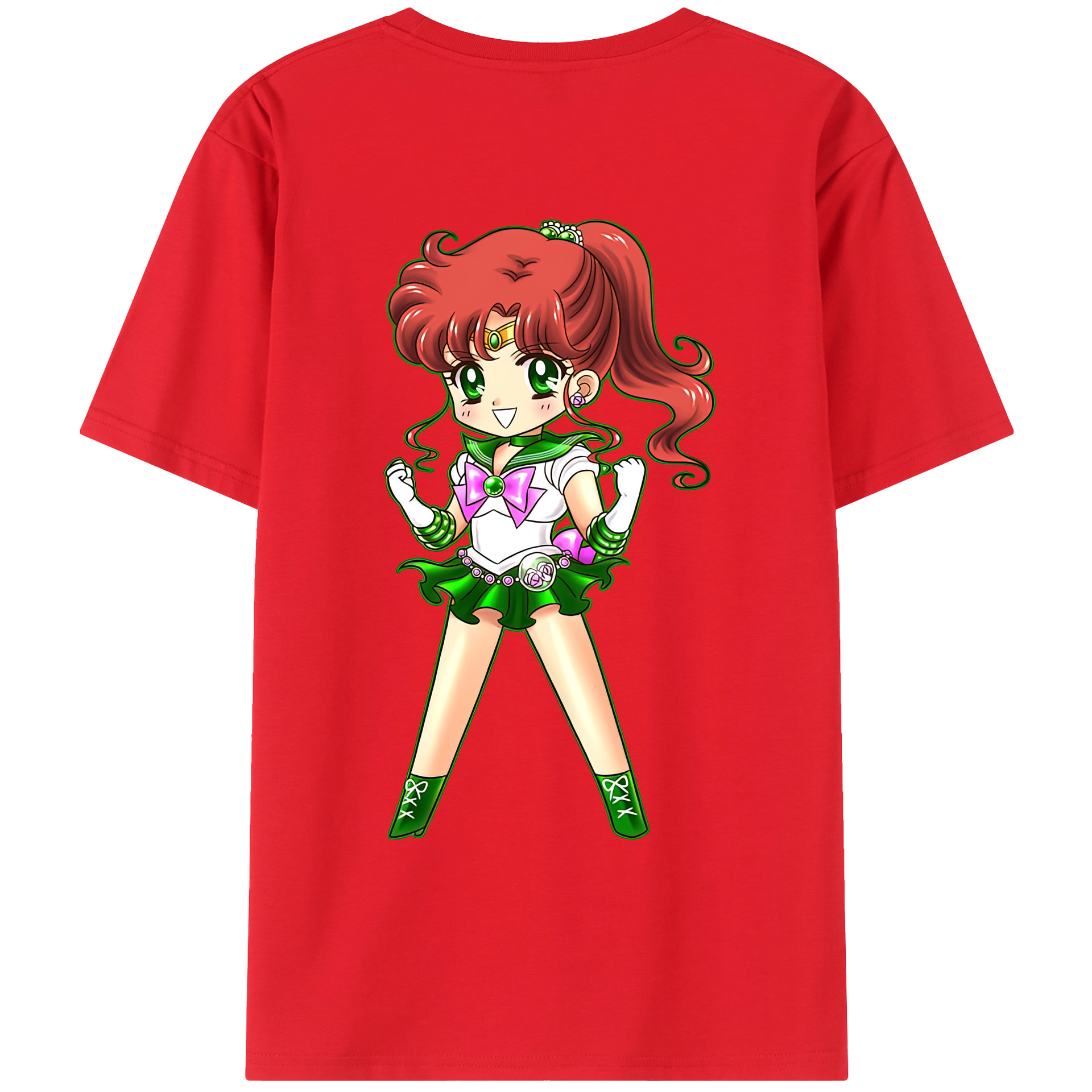 （画像用） 美少女戦士セーラームーン 木野 まこと きの まこと Sailor Moon Kino Makoto （セーラージュピター；Sailor Jupiter） 綿100％ メンズ半袖Tシャツ（バックプリント） 通気性