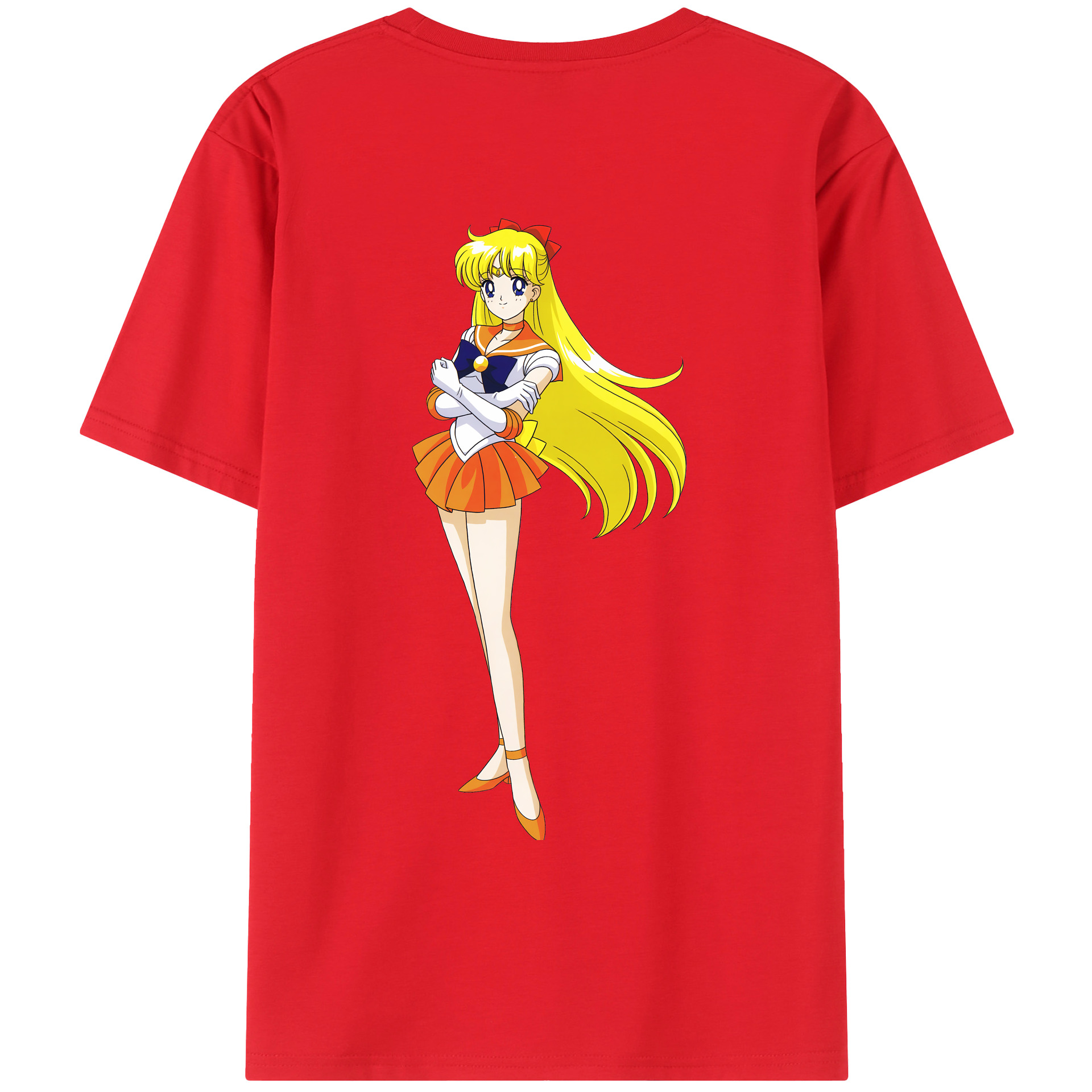 （画像用） 美少女戦士セーラームーン 愛野 美奈子 あいの みなこ Sailor Moon Aino Minako 綿100％ メンズ半袖Tシャツ（バックプリント） 通気性