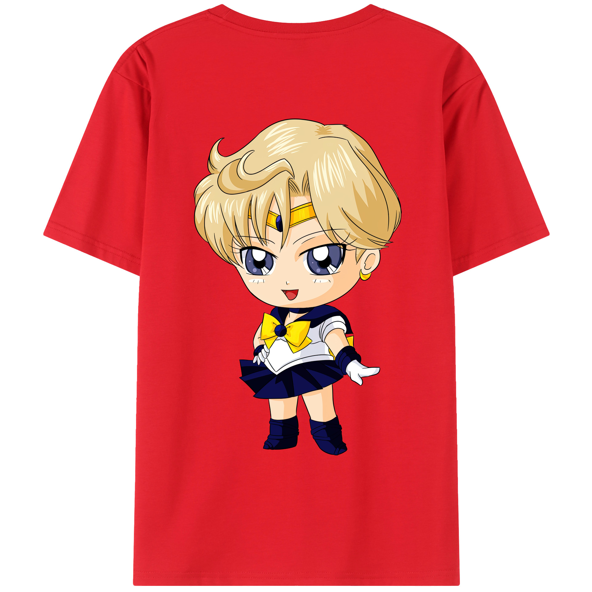 （画像用） 美少女戦士セーラームーン 天王はるか Sailor Moon Tenoh Haruka 綿100％ メンズ半袖Tシャツ（バックプリント） 通気性