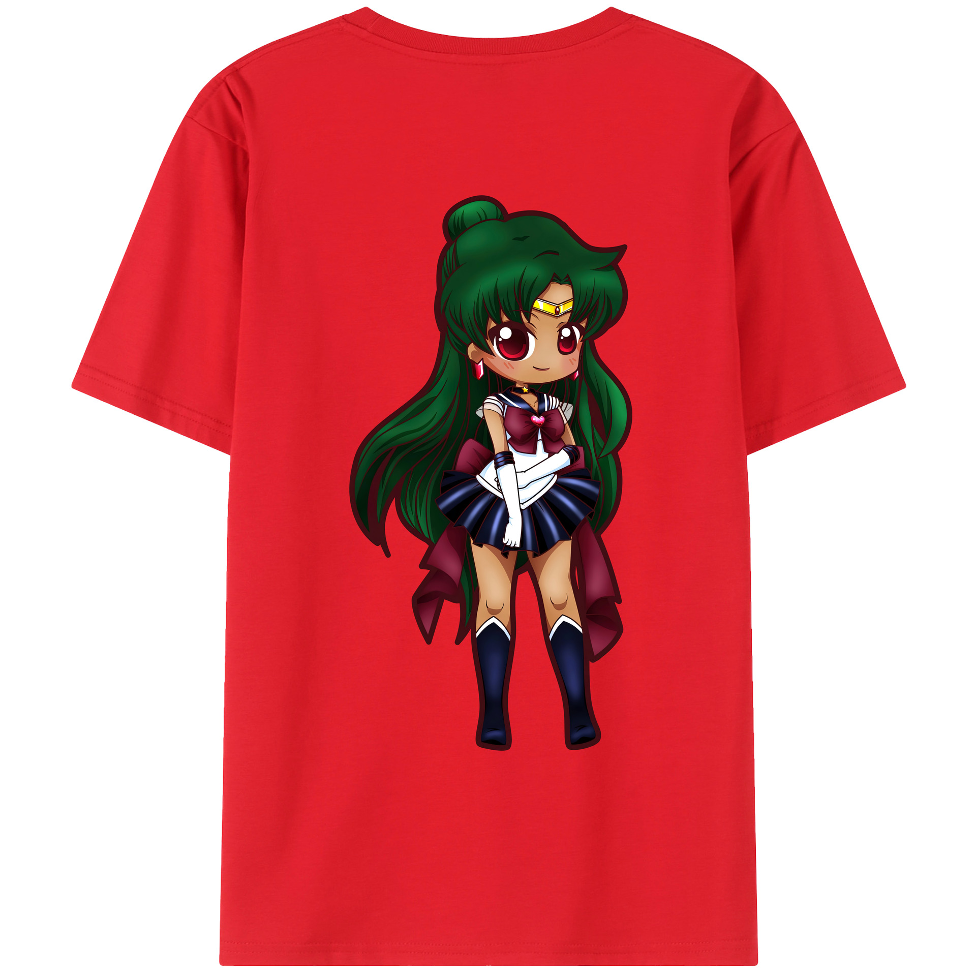 （画像用） 美少女戦士セーラームーン 冥王せつな Sailor Moon Meiou Setsuna 綿100％ メンズ半袖Tシャツ（バックプリント） 通気性