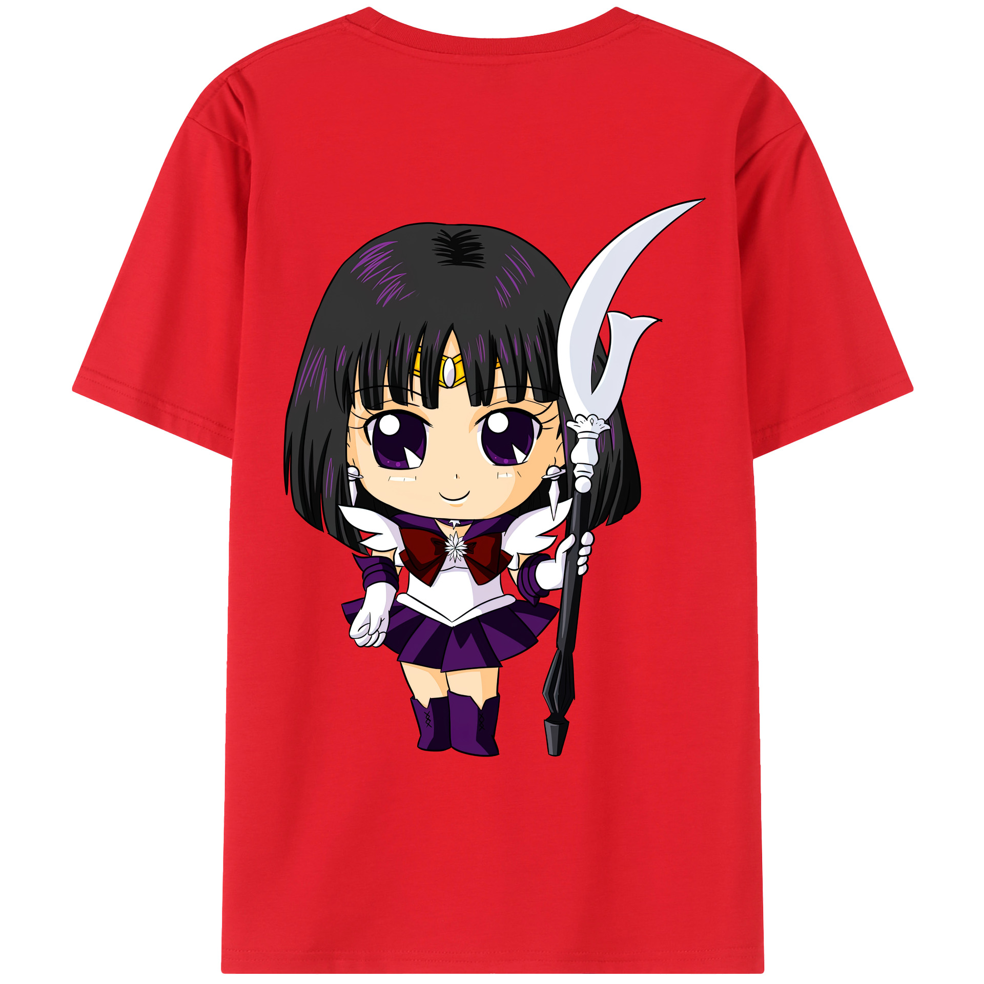 （画像用） 美少女戦士セーラームーン 土萠ほたる Sailor Moon Tomoe Hotaru （セーラーサターン；Sailor Saturn） 綿100％ メンズ半袖Tシャツ（バックプリント） 通気性