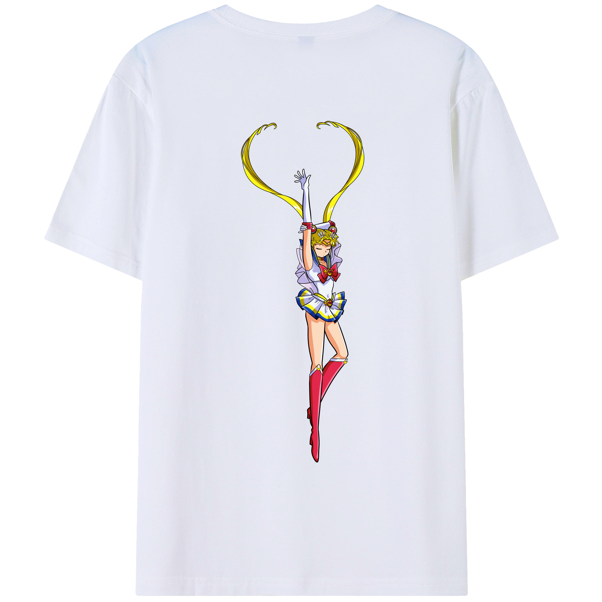 （画像用） 美少女戦士セーラームーン 月野 うさぎ つきの うさぎ Sailor Moon Tsukino Usagi 綿100％ メンズ半袖Tシャツ（バックプリント） 通気性