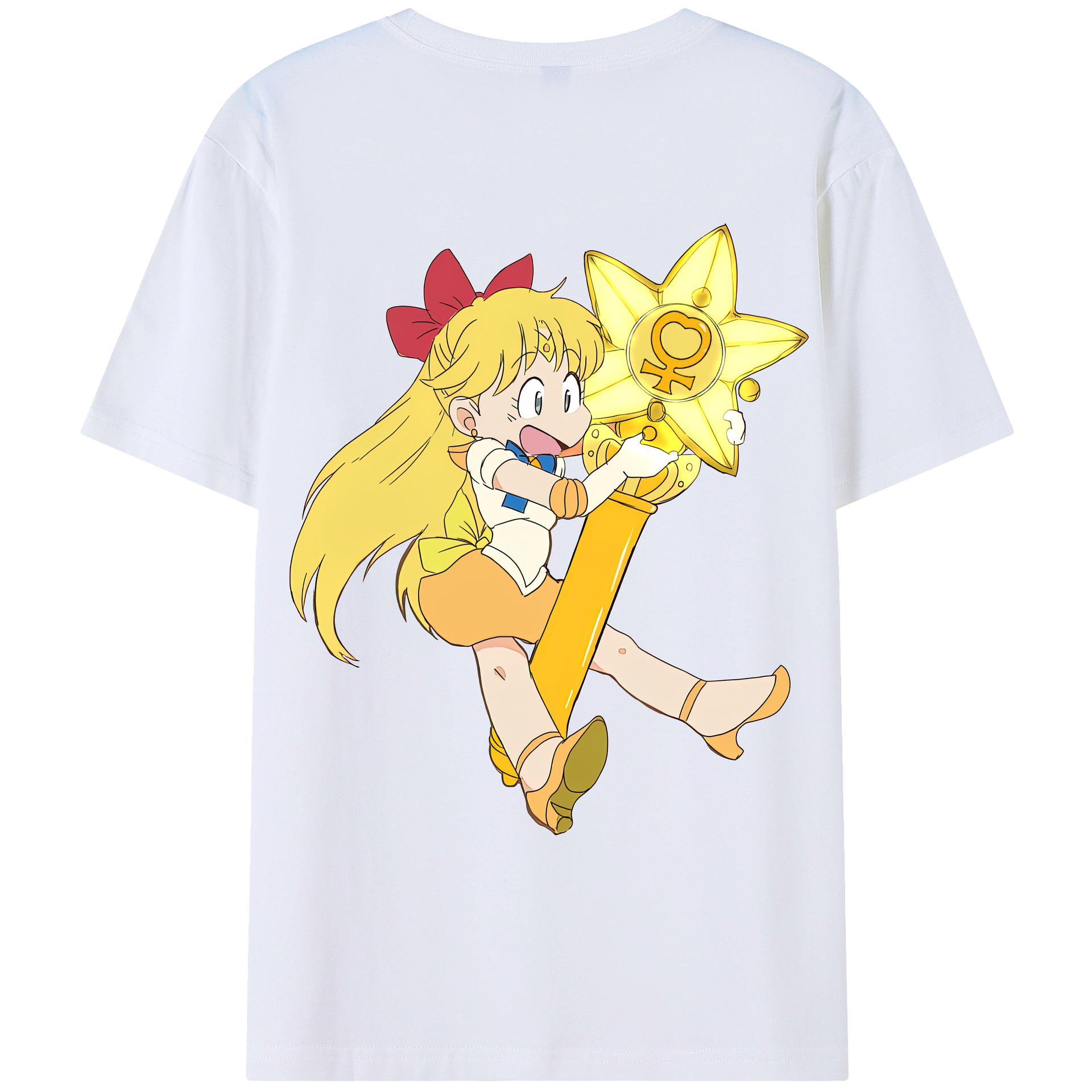 （画像用） 美少女戦士セーラームーン 愛野 美奈子 あいの みなこ Sailor Moon Aino Minako 綿100％ メンズ半袖Tシャツ（バックプリント） 通気性
