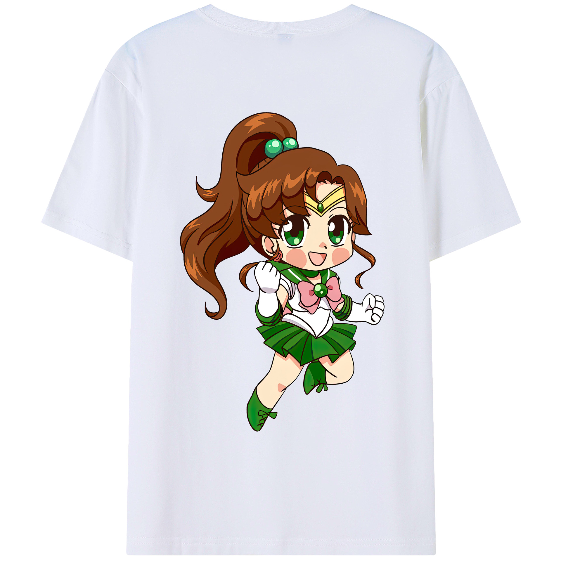 （画像用） 美少女戦士セーラームーン 木野 まこと きの まこと Sailor Moon Kino Makoto （セーラージュピター；Sailor Jupiter） 綿100％ メンズ半袖Tシャツ（バックプリント） 通気性
