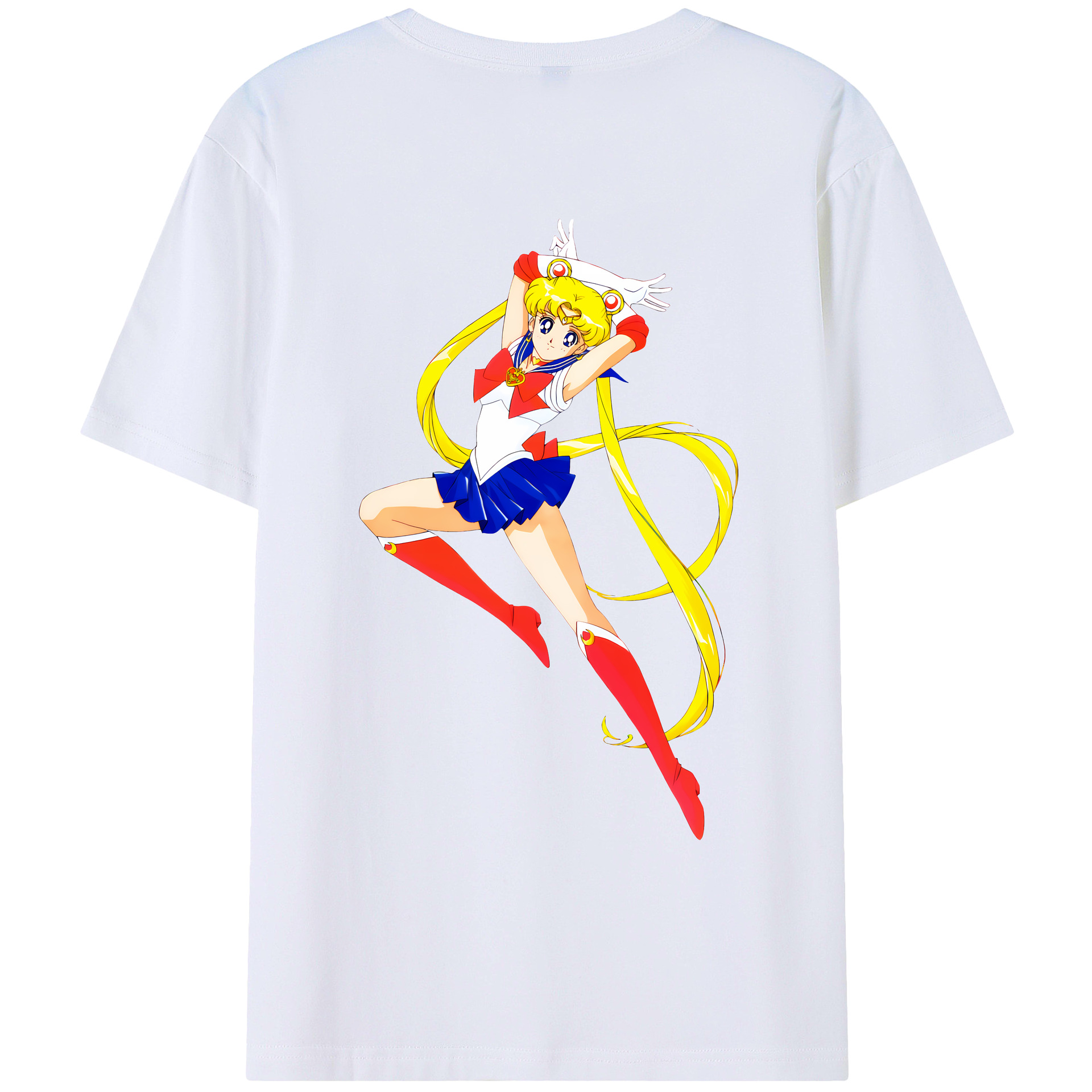 （画像用） 美少女戦士セーラームーン 月野 うさぎ つきの うさぎ Sailor Moon Tsukino Usagi 綿100％ メンズ半袖Tシャツ（バックプリント） 通気性