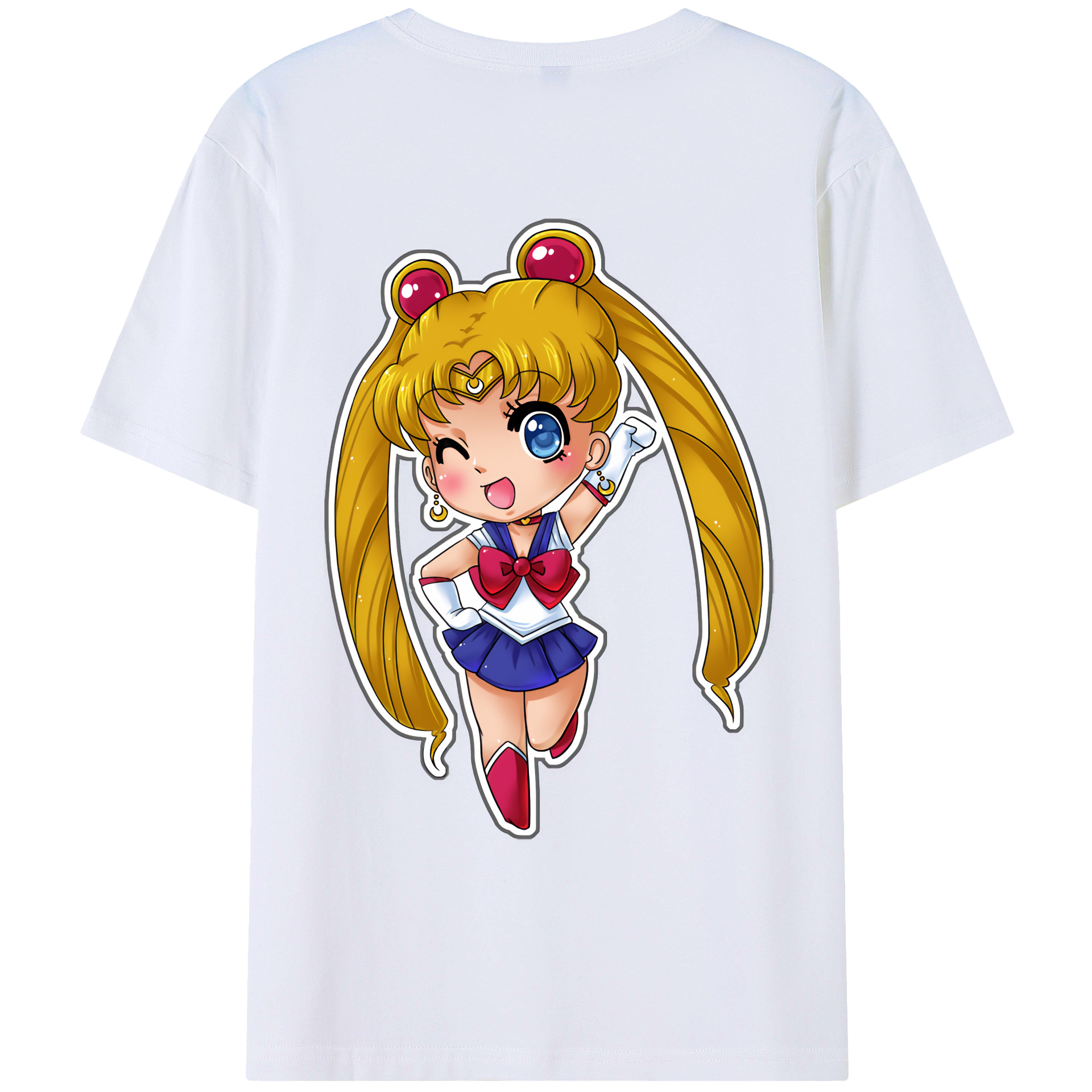 （画像用） 美少女戦士セーラームーン 月野 うさぎ つきの うさぎ Sailor Moon Tsukino Usagi 綿100％ メンズ半袖Tシャツ（バックプリント） 通気性