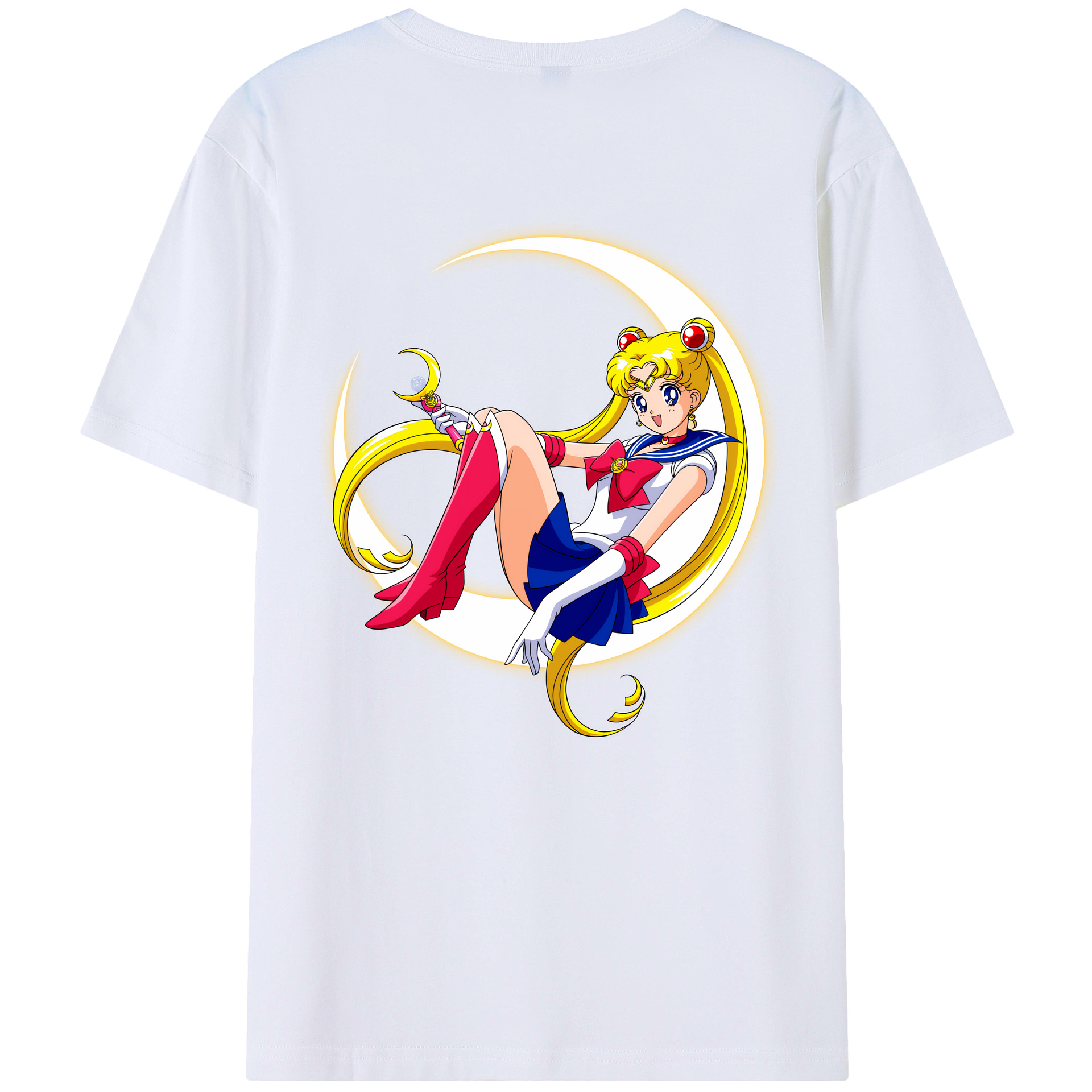 （画像用） 美少女戦士セーラームーン 月野 うさぎ つきの うさぎ Sailor Moon Tsukino Usagi 綿100％ メンズ半袖Tシャツ（バックプリント） 通気性