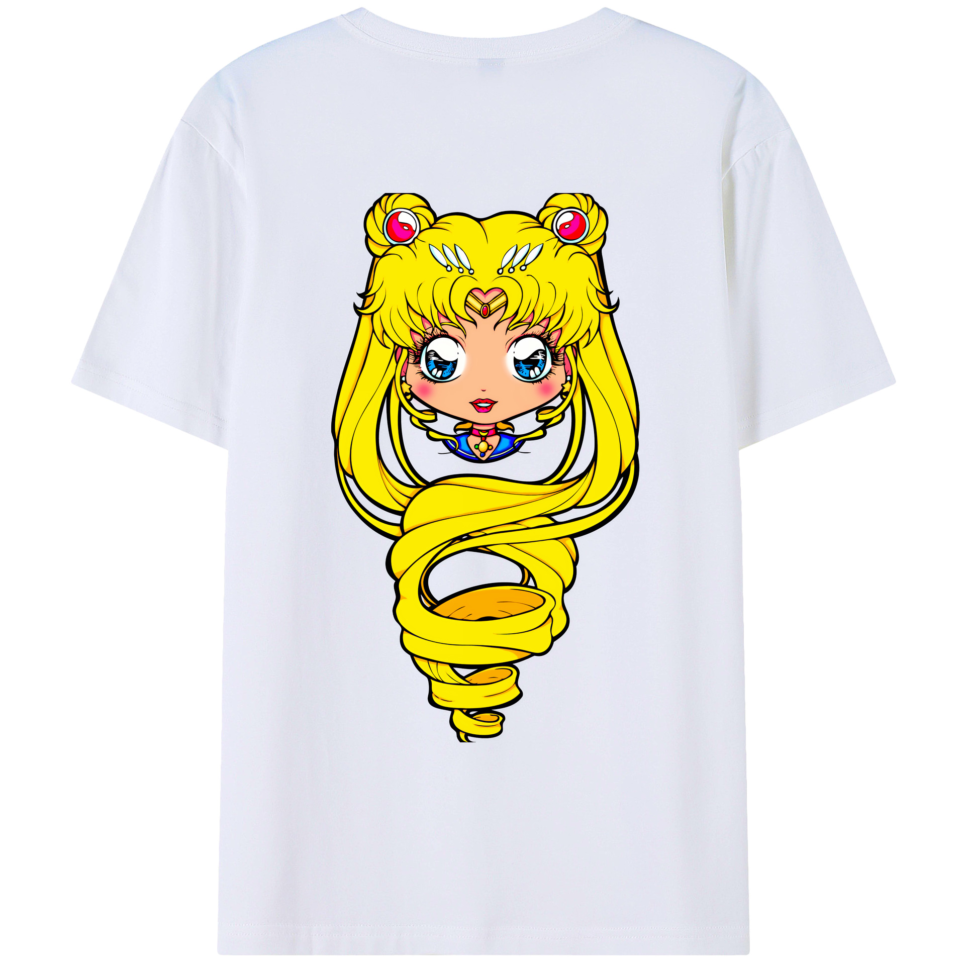 （画像用） 美少女戦士セーラームーン 月野 うさぎ つきの うさぎ Sailor Moon Tsukino Usagi 綿100％ メンズ半袖Tシャツ（バックプリント） 通気性
