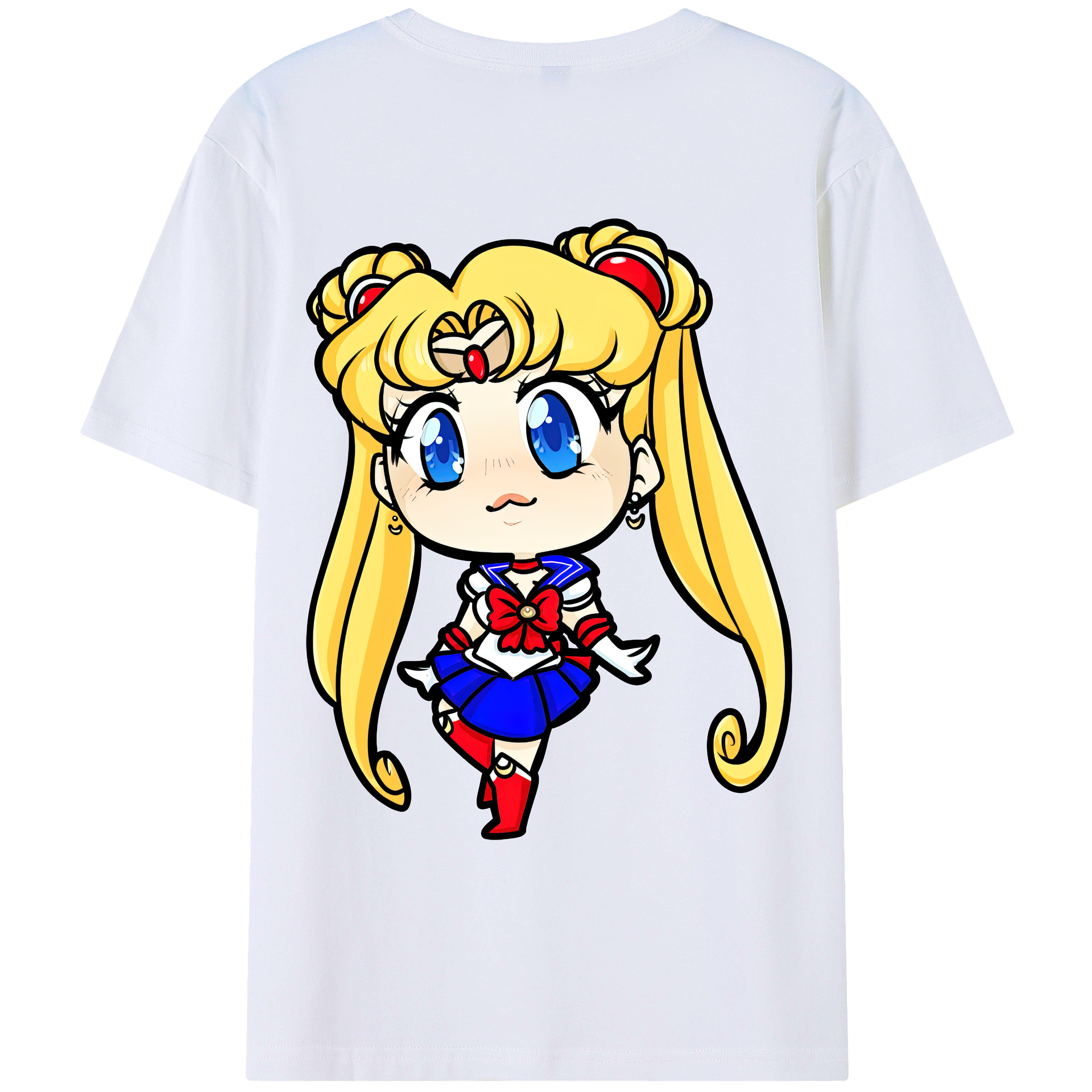 （画像用） 美少女戦士セーラームーン 月野 うさぎ つきの うさぎ Sailor Moon Tsukino Usagi 綿100％ メンズ半袖Tシャツ（バックプリント） 通気性