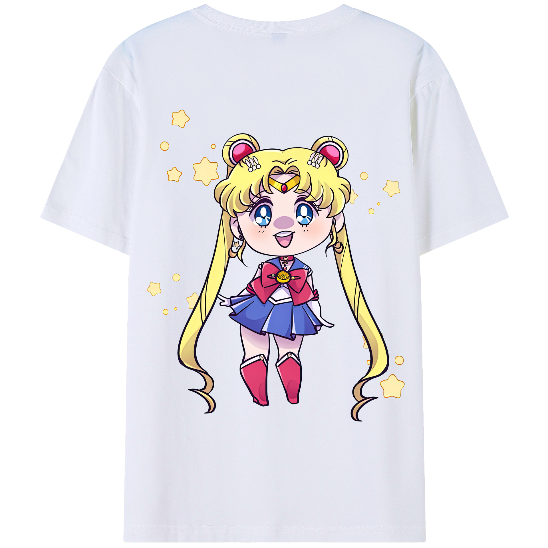 （画像用） 美少女戦士セーラームーン 月野 うさぎ つきの うさぎ Sailor Moon Tsukino Usagi 綿100％ メンズ半袖Tシャツ（バックプリント） 通気性