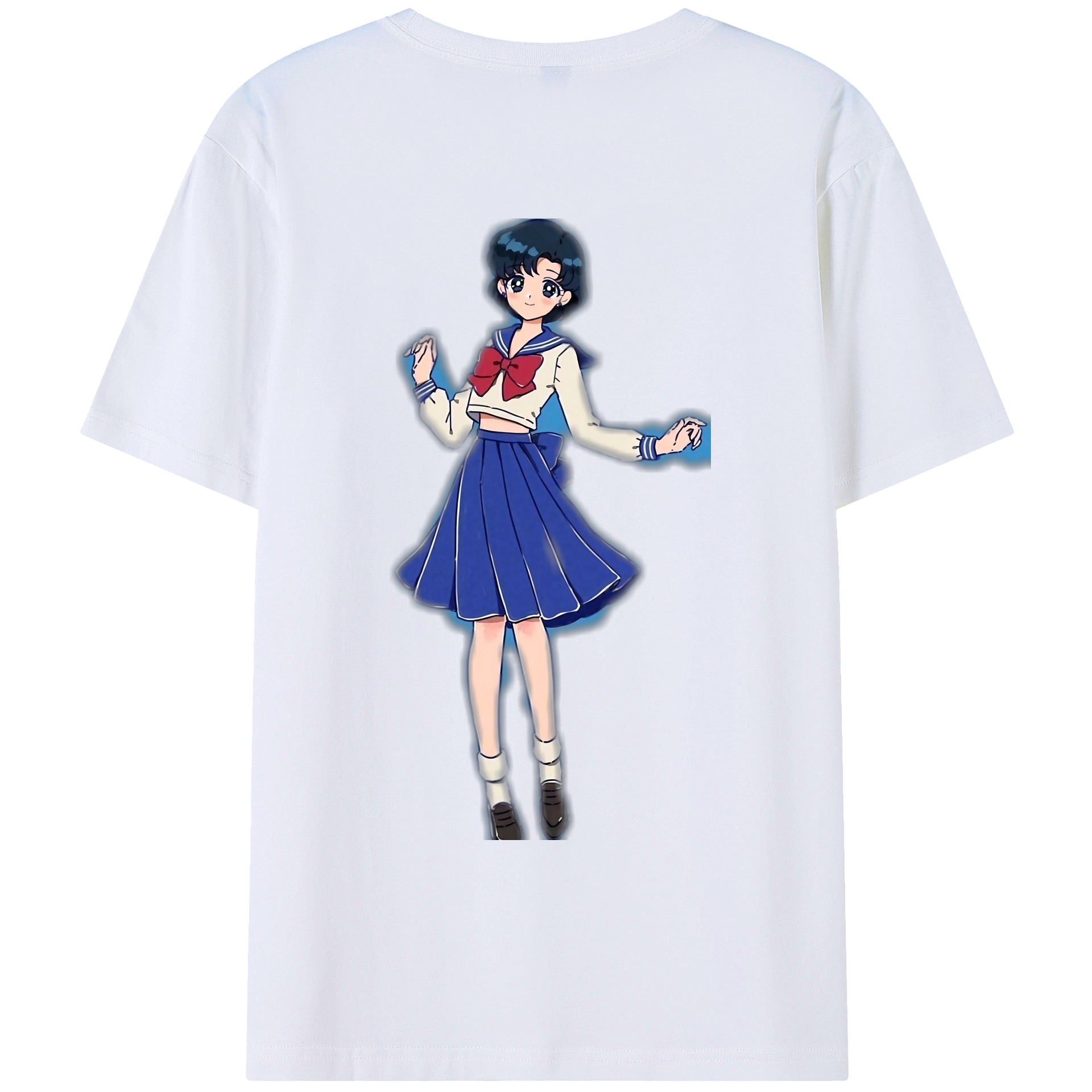 （画像用） 美少女戦士セーラームーン 水野 亜美 みずの あみ Sailor Moon Mizuno Ami 綿100％ メンズ半袖Tシャツ（バックプリント） 通気性
