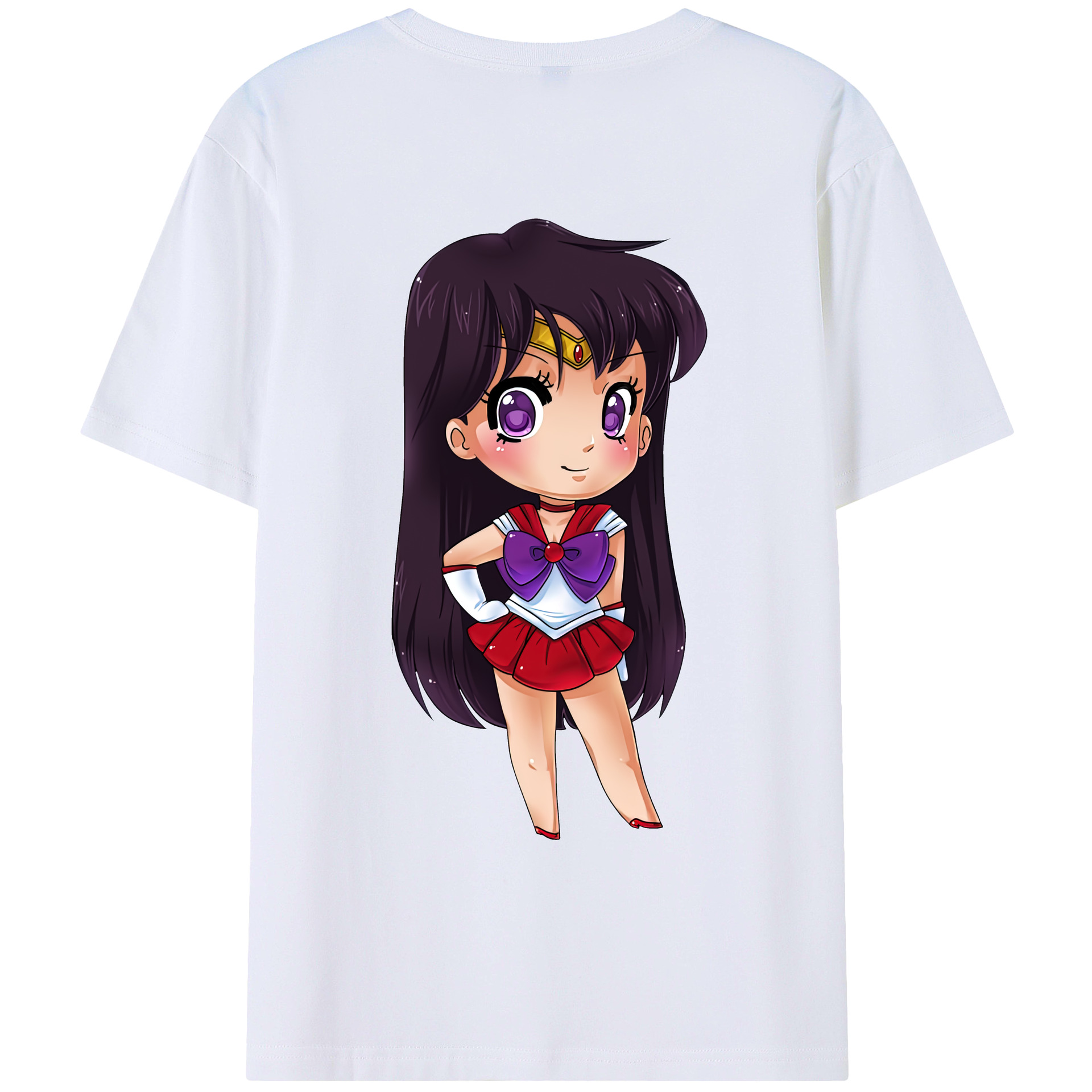 （画像用） 美少女戦士セーラームーン 火野レイ ひの レイ Sailor Moon Hino Rei （セーラーマーズ,Sailor Mars） 綿100％ メンズ半袖Tシャツ（バックプリント） 通気性