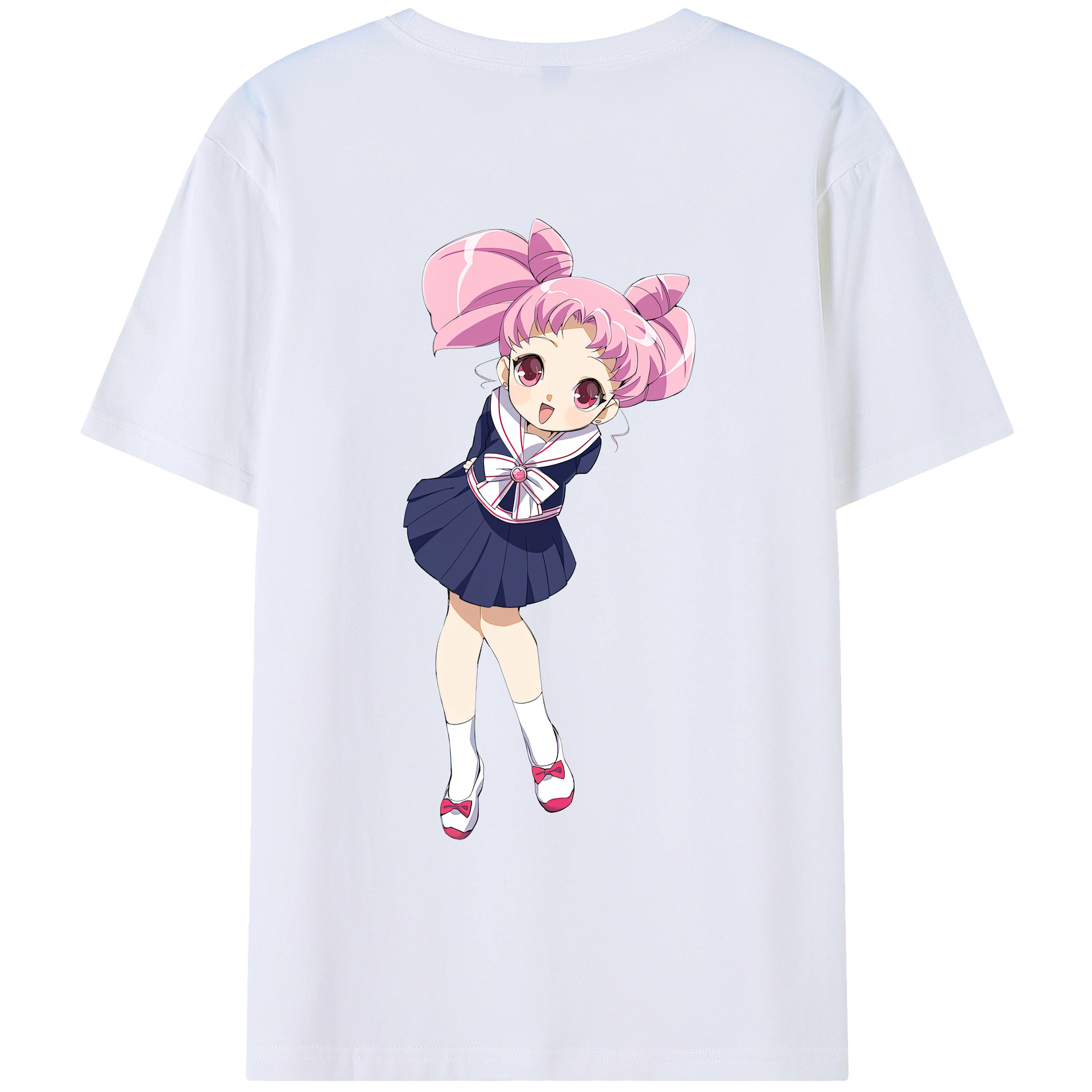 （画像用） 美少女戦士セーラームーン ちびうさ Sailor Moon Chibiusa Tsukino Usagi Small Lady Serenity 綿100％ メンズ半袖Tシャツ（バックプリント） 通気性