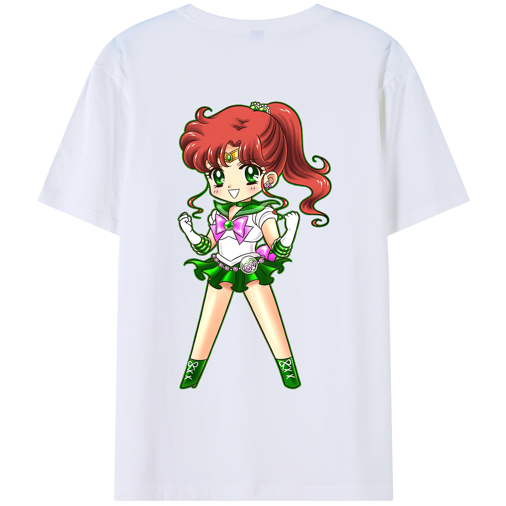 （画像用） 美少女戦士セーラームーン 木野 まこと きの まこと Sailor Moon Kino Makoto （セーラージュピター；Sailor Jupiter） 綿100％ メンズ半袖Tシャツ（バックプリント） 通気性