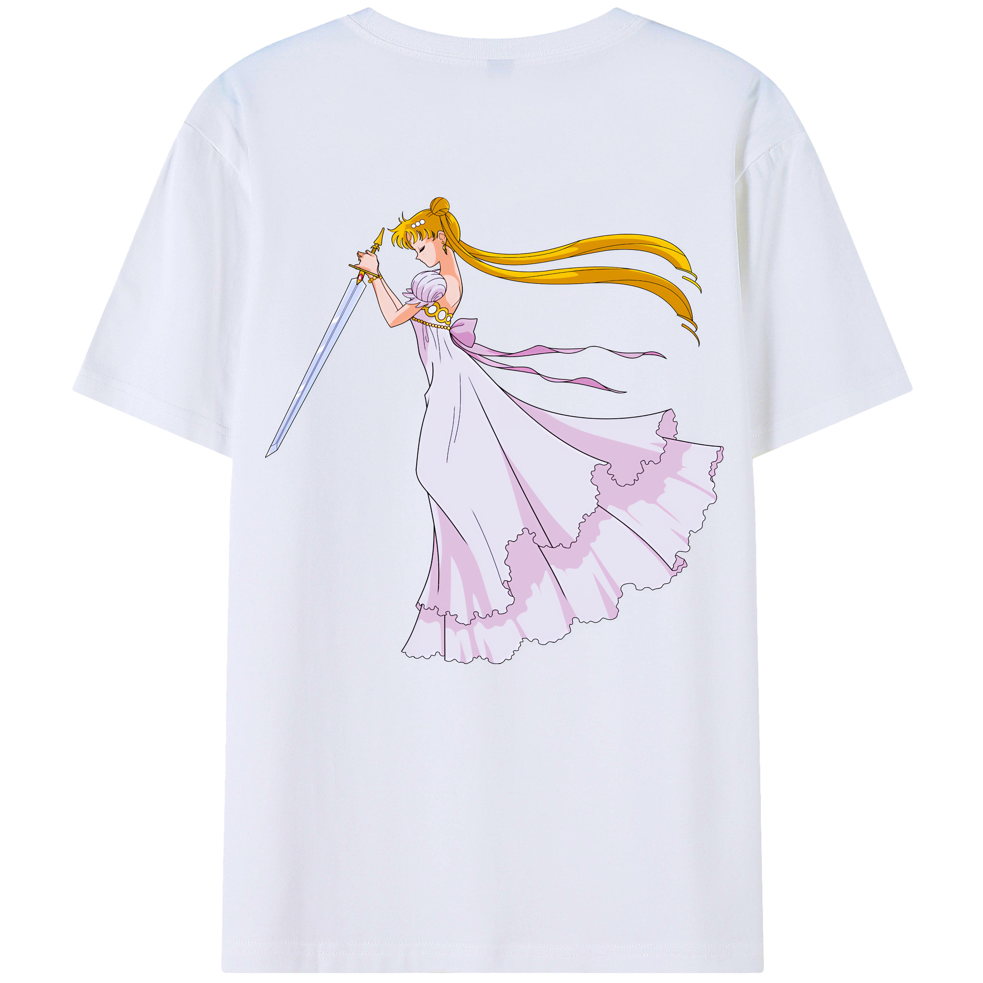 （画像用） 美少女戦士セーラームーン 愛野 美奈子 あいの みなこ Sailor Moon Aino Minako 綿100％ メンズ半袖Tシャツ（バックプリント） 通気性