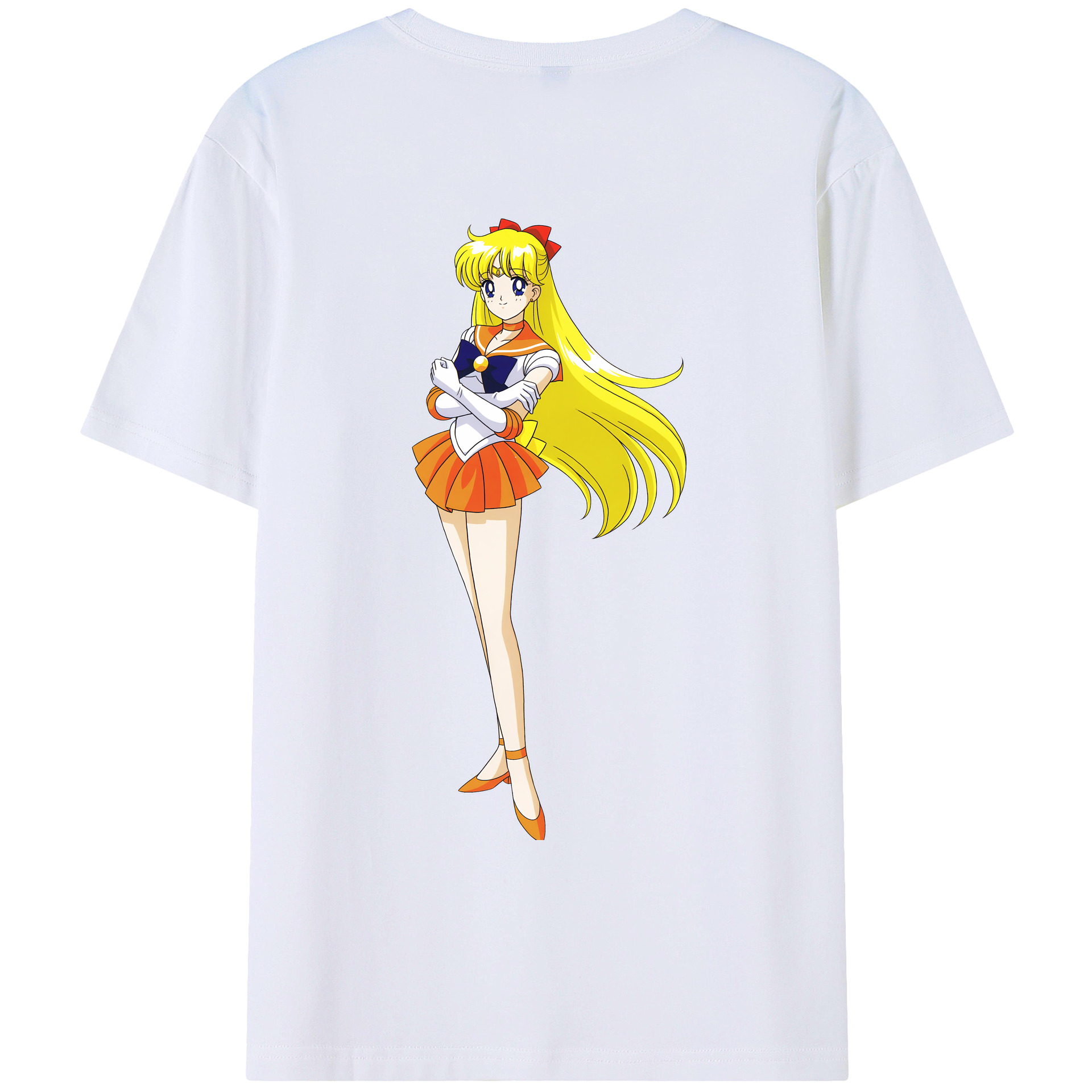 （画像用） 美少女戦士セーラームーン 愛野 美奈子 あいの みなこ Sailor Moon Aino Minako 綿100％ メンズ半袖Tシャツ（バックプリント） 通気性