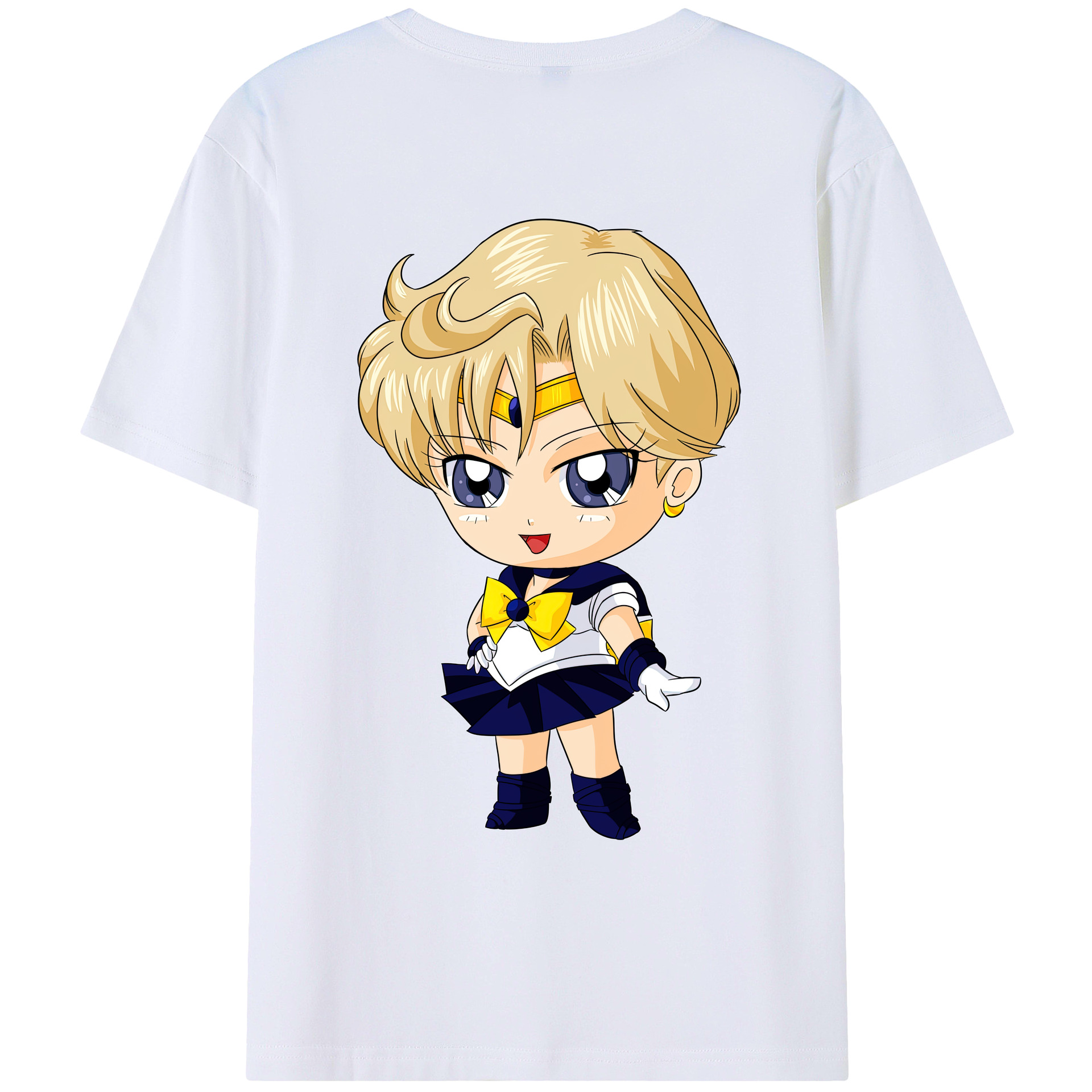 （画像用） 美少女戦士セーラームーン 天王はるか Sailor Moon Tenoh Haruka 綿100％ メンズ半袖Tシャツ（バックプリント） 通気性