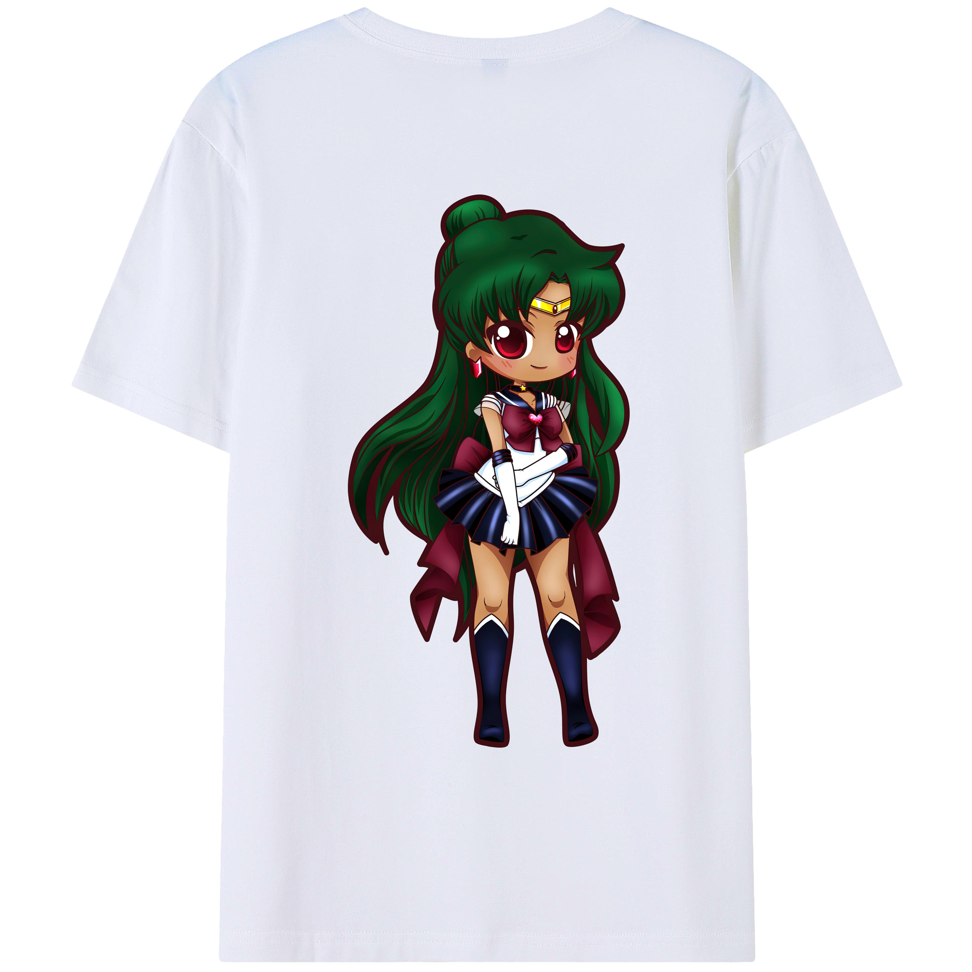 （画像用） 美少女戦士セーラームーン 冥王せつな Sailor Moon Meiou Setsuna 綿100％ メンズ半袖Tシャツ（バックプリント） 通気性