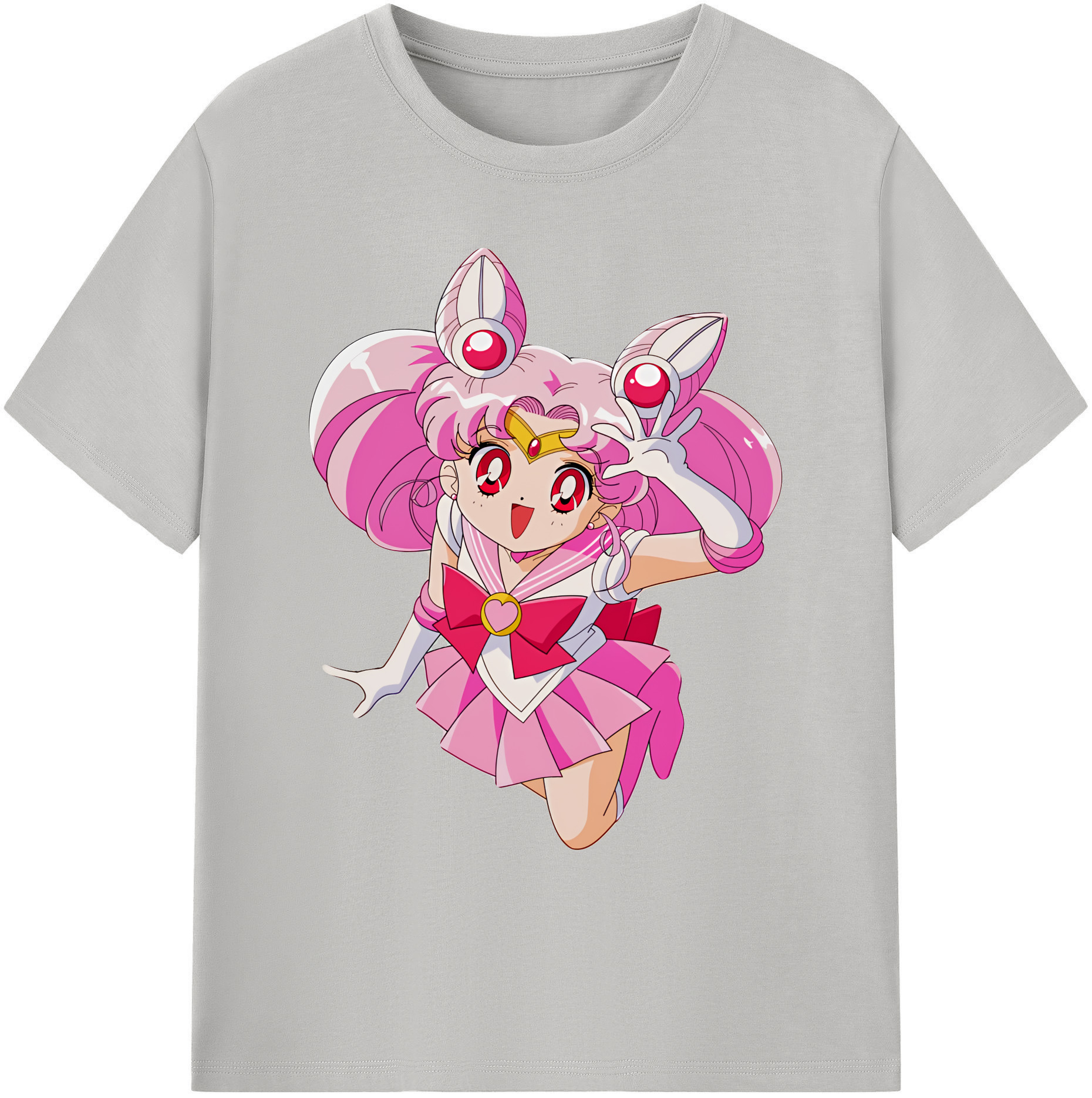 （画像用） 美少女戦士セーラームーン ちびうさ Sailor Moon Chibiusa Tsukino Usagi Small Lady Serenity 綿100％ メンズ半袖Tシャツ｜肌触りやわらか＆通気性