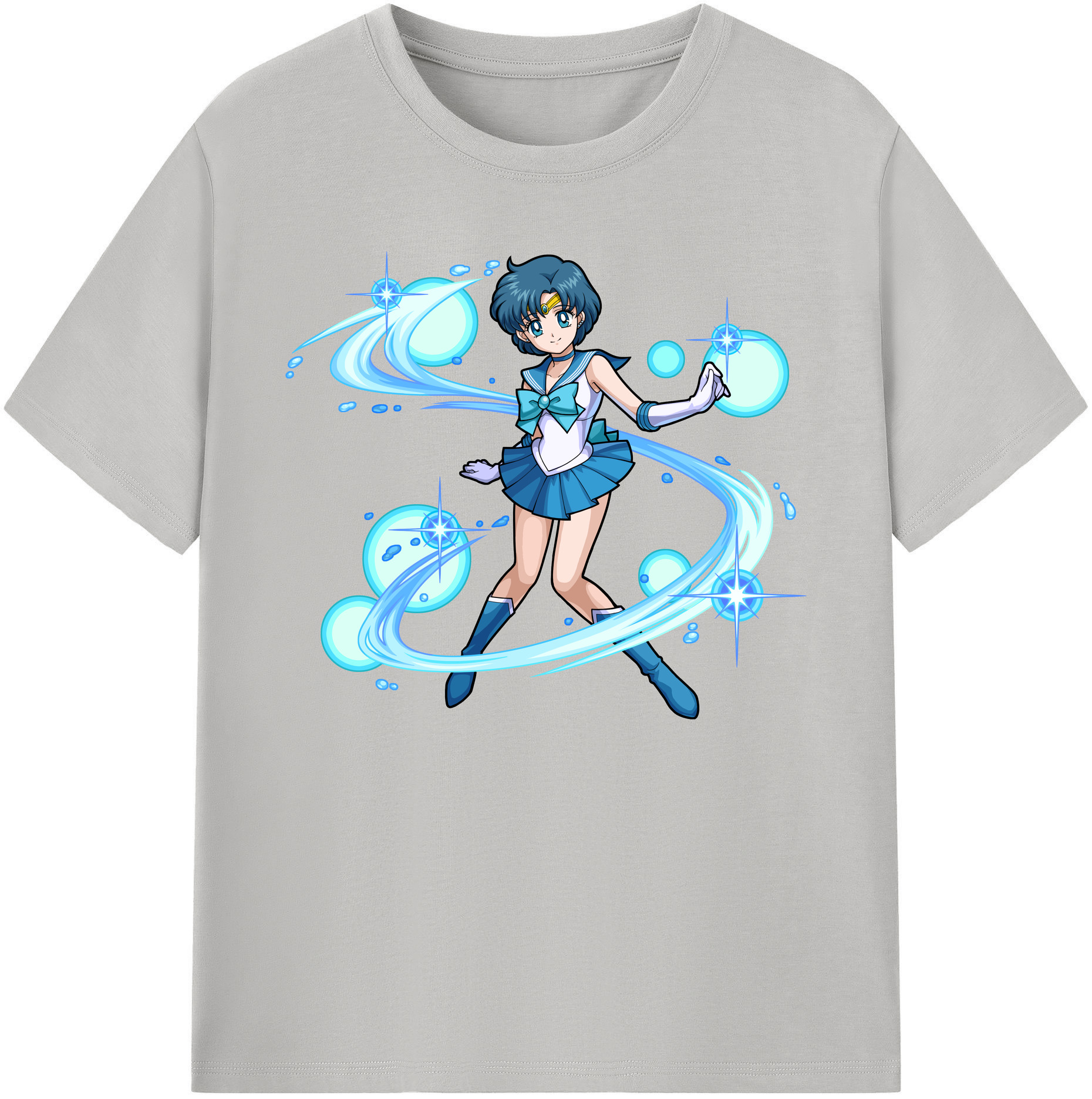 （画像用） 美少女戦士セーラームーン 水野 亜美 みずの あみ Sailor Moon Mizuno Ami 綿100％ メンズ半袖Tシャツ｜肌触りやわらか＆通気性