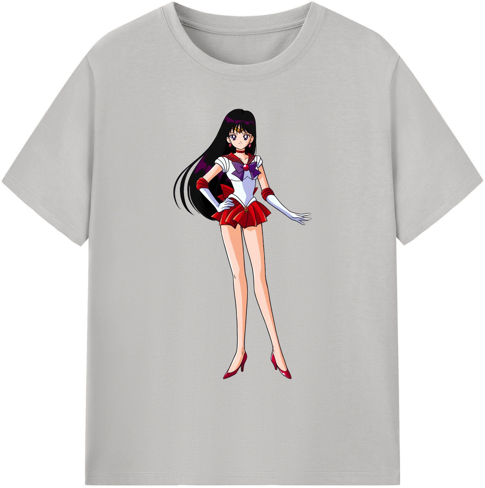 （画像用） 美少女戦士セーラームーン 火野レイ ひの レイ Sailor Moon Hino Rei （セーラーマーズ,Sailor Mars） 綿100％ メンズ半袖Tシャツ｜肌触りやわらか＆通気性