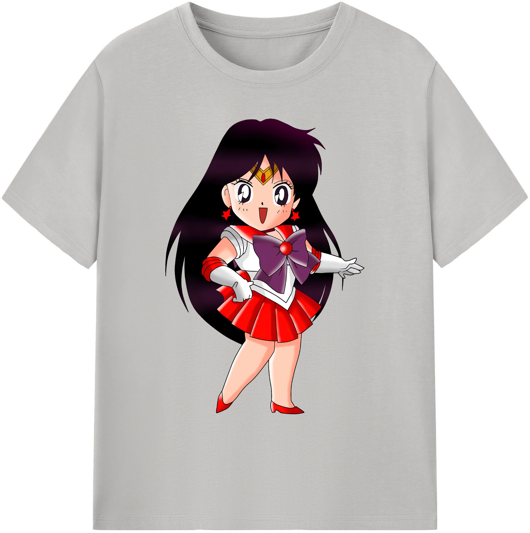 （画像用） 美少女戦士セーラームーン 火野レイ ひの レイ Sailor Moon Hino Rei （セーラーマーズ,Sailor Mars） 綿100％ メンズ半袖Tシャツ｜肌触りやわらか＆通気性