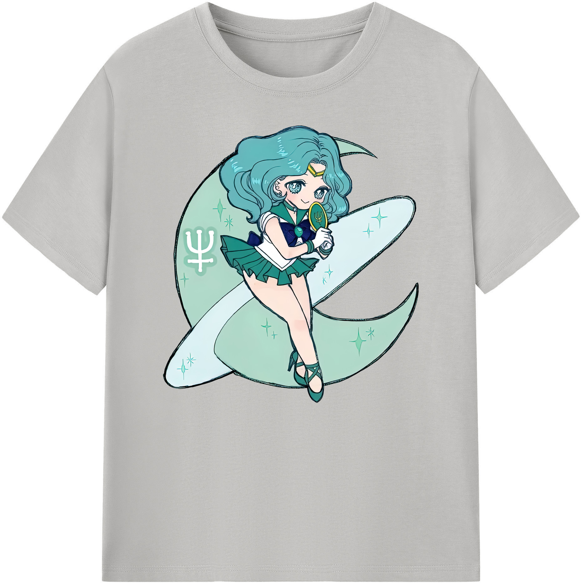 （画像用） 美少女戦士セーラームーン 海王 みちる（かいおう みちる） Sailor Moon Kaiou Michiru 綿100％ メンズ半袖Tシャツ｜肌触りやわらか＆通気性