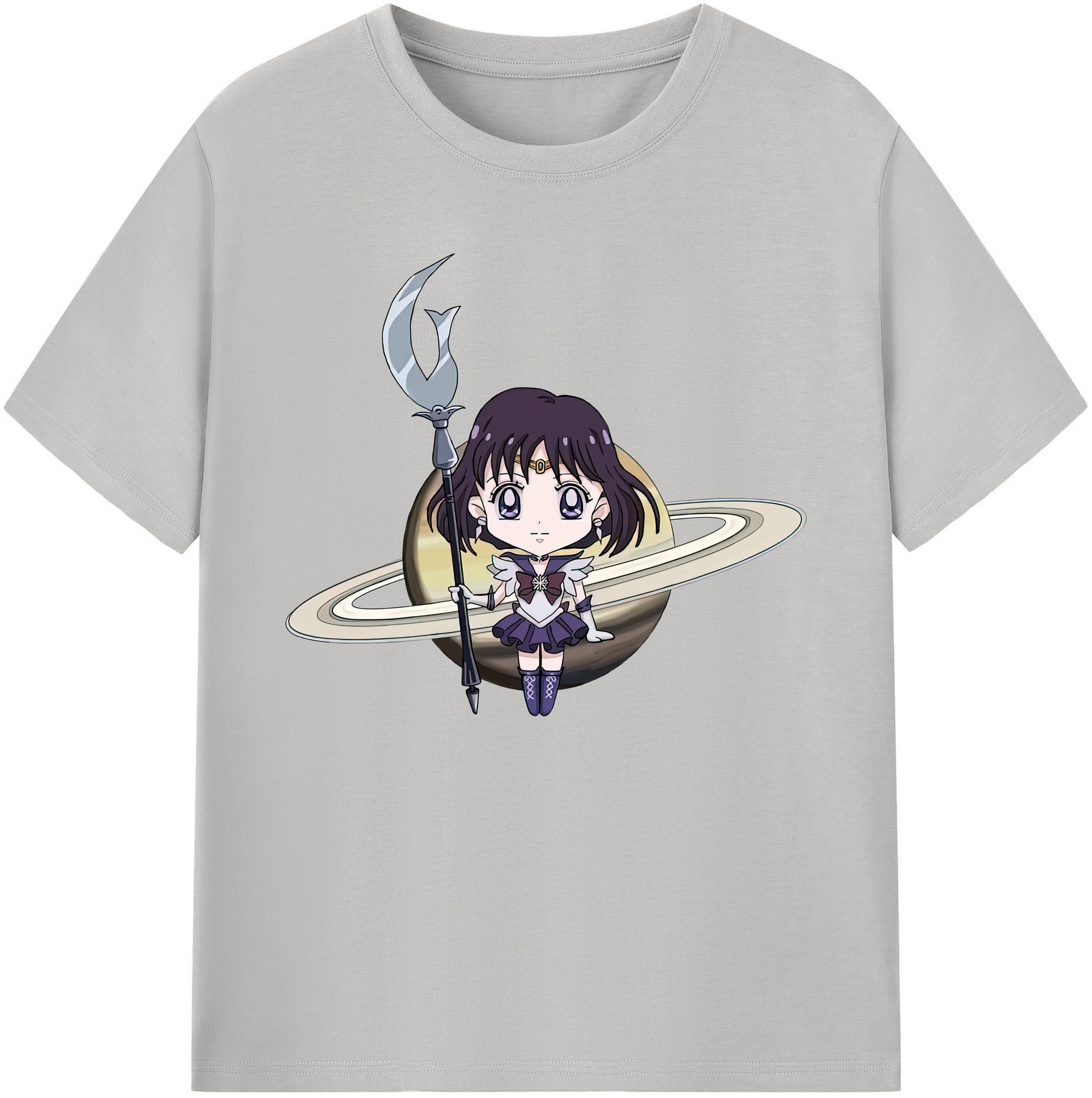 （画像用） 美少女戦士セーラームーン 土萠ほたる Sailor Moon Tomoe Hotaru （セーラーサターン；Sailor Saturn） 綿100％ メンズ半袖Tシャツ｜肌触りやわらか＆通気性