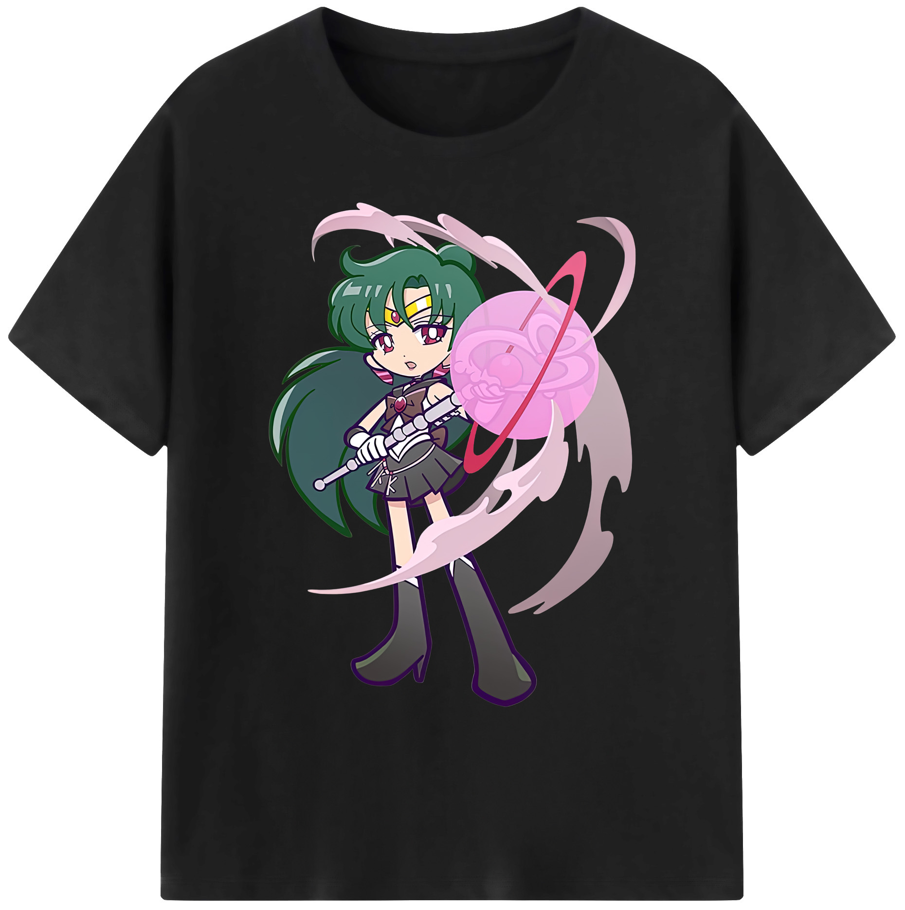 （画像用） 美少女戦士セーラームーン 冥王せつな Sailor Moon Meiou Setsuna 綿100％ メンズ半袖Tシャツ｜肌触りやわらか＆通気性