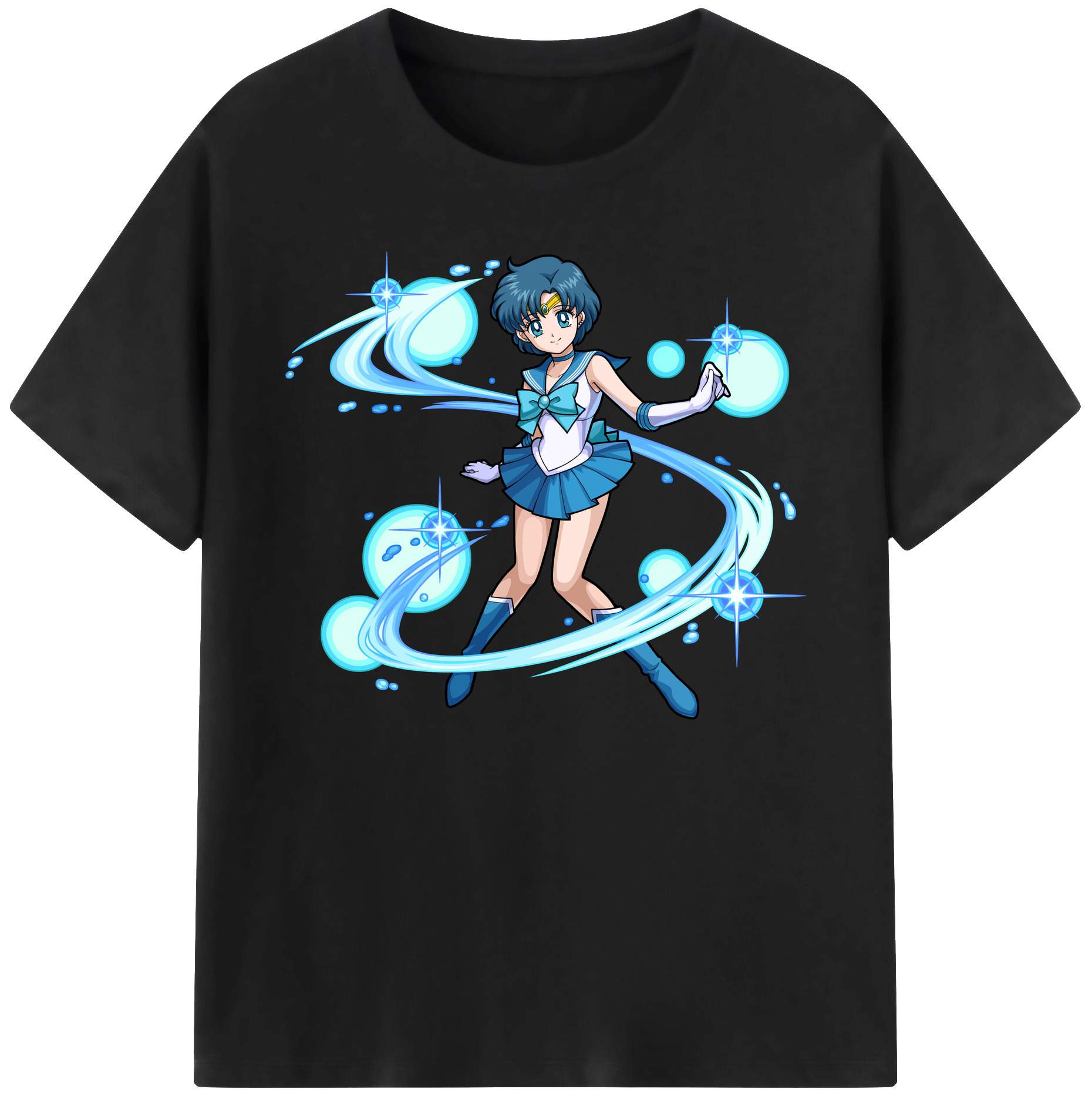 （画像用） 美少女戦士セーラームーン 水野 亜美 みずの あみ Sailor Moon Mizuno Ami 綿100％ メンズ半袖Tシャツ｜肌触りやわらか＆通気性