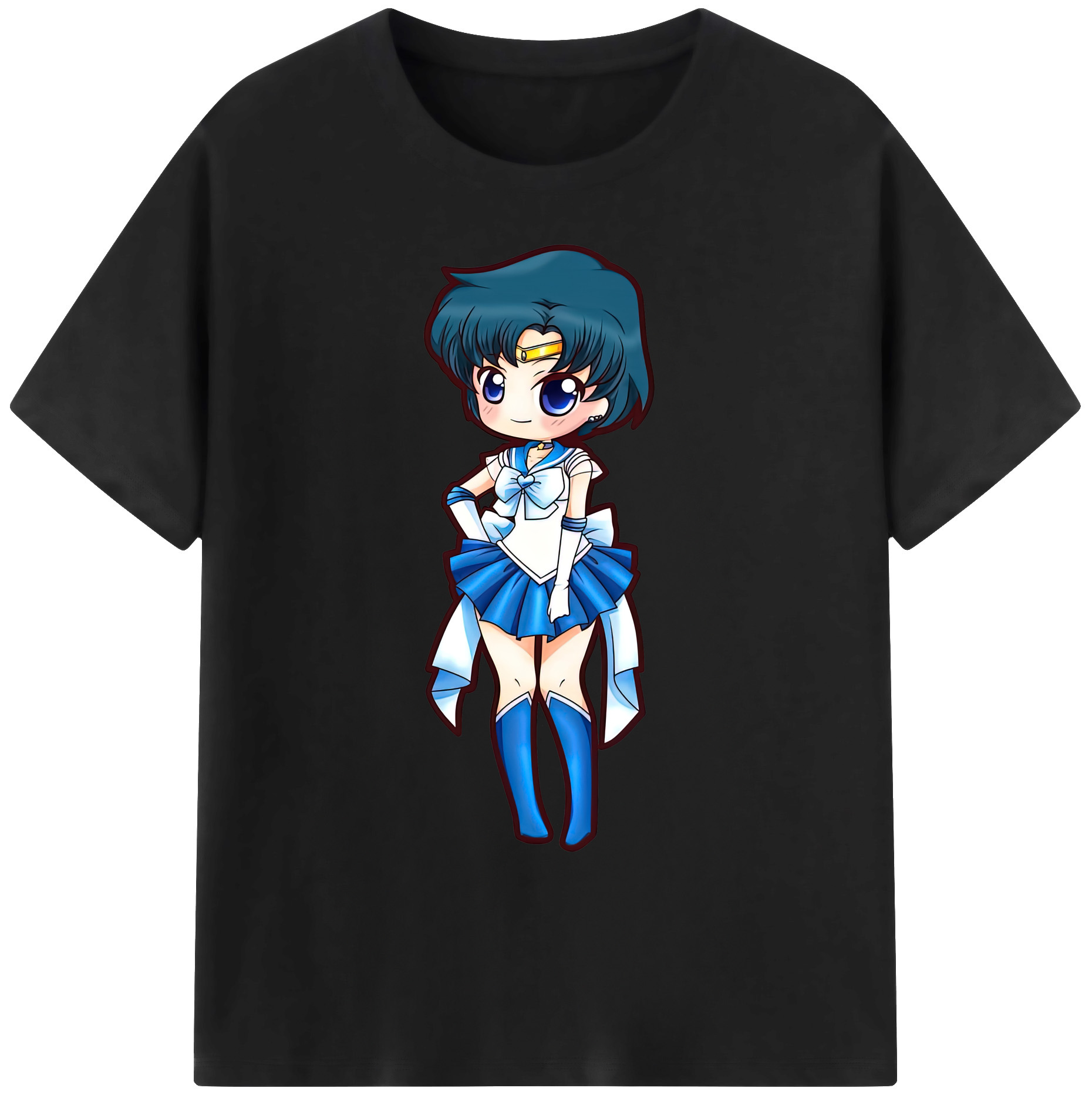 （画像用） 美少女戦士セーラームーン 水野 亜美 みずの あみ Sailor Moon Mizuno Ami 綿100％ メンズ半袖Tシャツ｜肌触りやわらか＆通気性