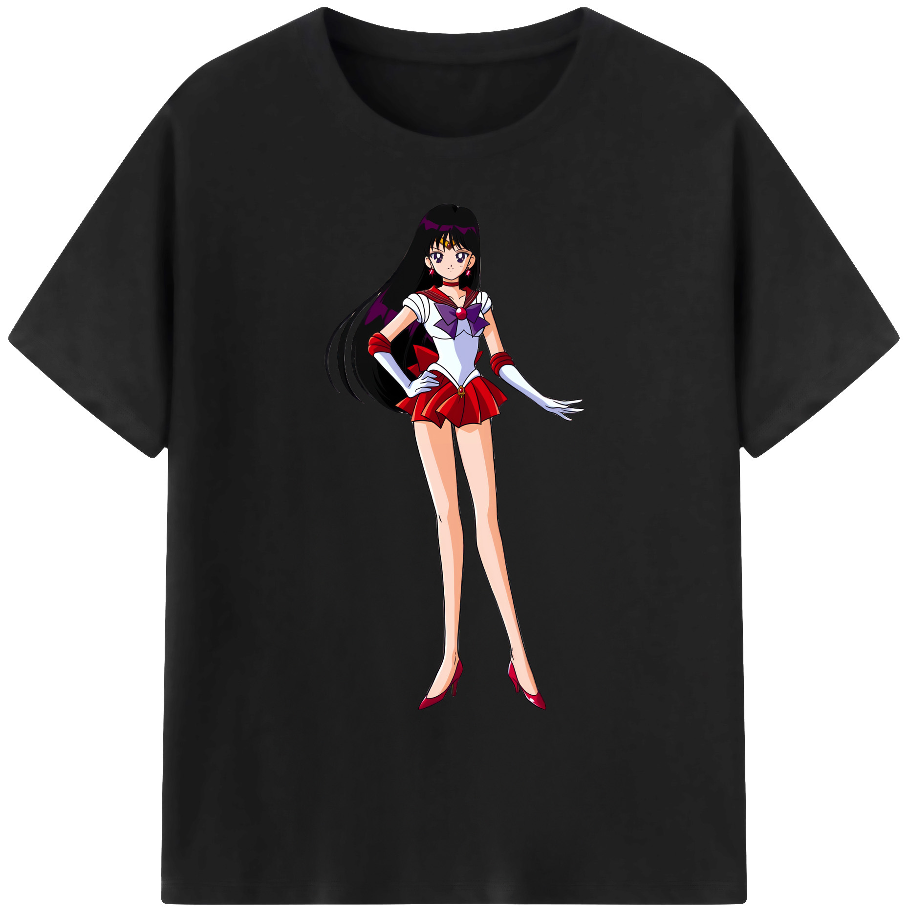 （画像用） 美少女戦士セーラームーン 火野レイ ひの レイ Sailor Moon Hino Rei （セーラーマーズ,Sailor Mars） 綿100％ メンズ半袖Tシャツ｜肌触りやわらか＆通気性