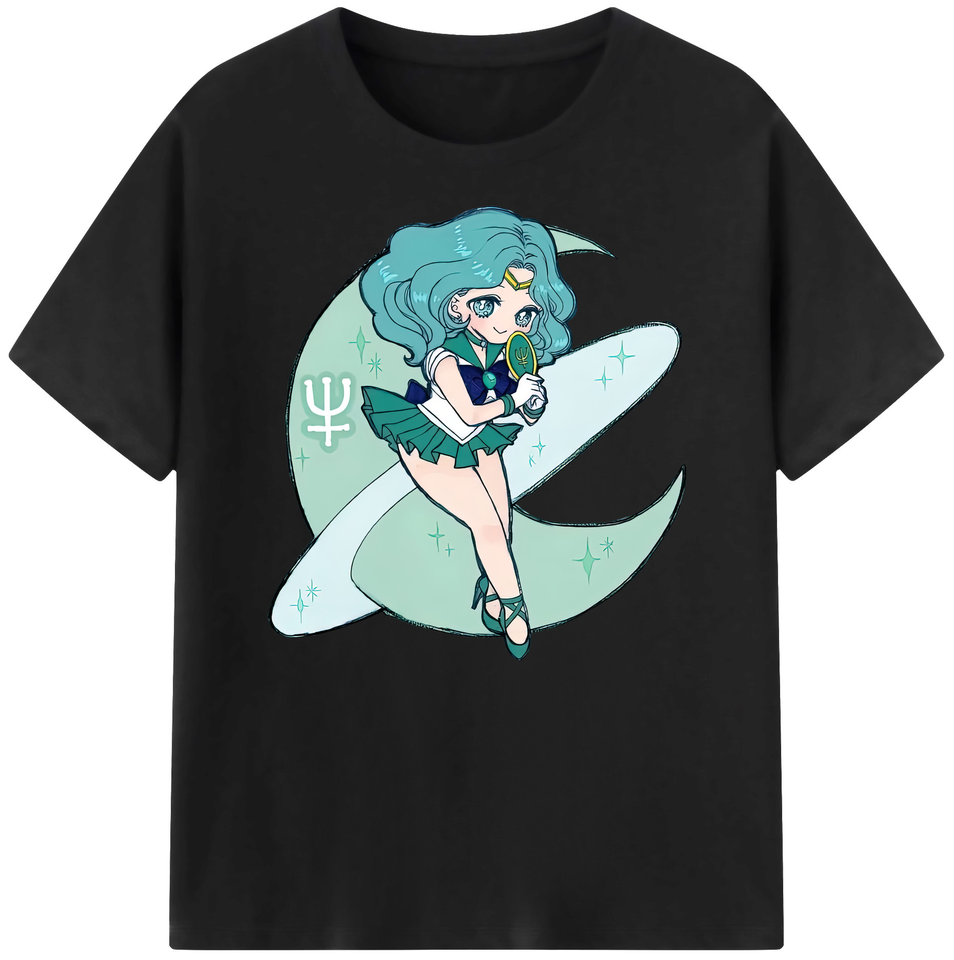 （画像用） 美少女戦士セーラームーン 海王 みちる（かいおう みちる） Sailor Moon Kaiou Michiru 綿100％ メンズ半袖Tシャツ｜肌触りやわらか＆通気性