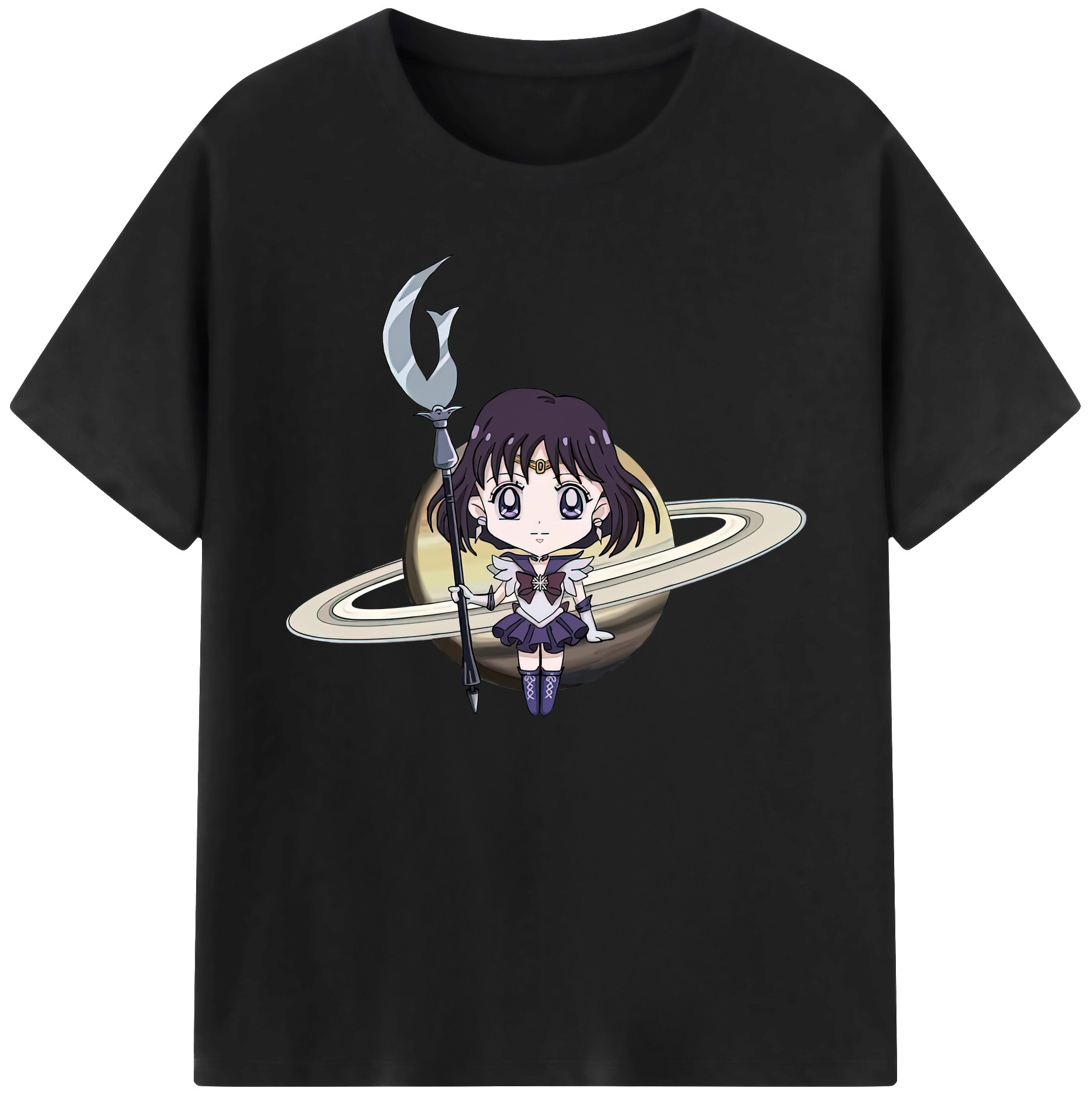（画像用） 美少女戦士セーラームーン 土萠ほたる Sailor Moon Tomoe Hotaru （セーラーサターン；Sailor Saturn） 綿100％ メンズ半袖Tシャツ｜肌触りやわらか＆通気性
