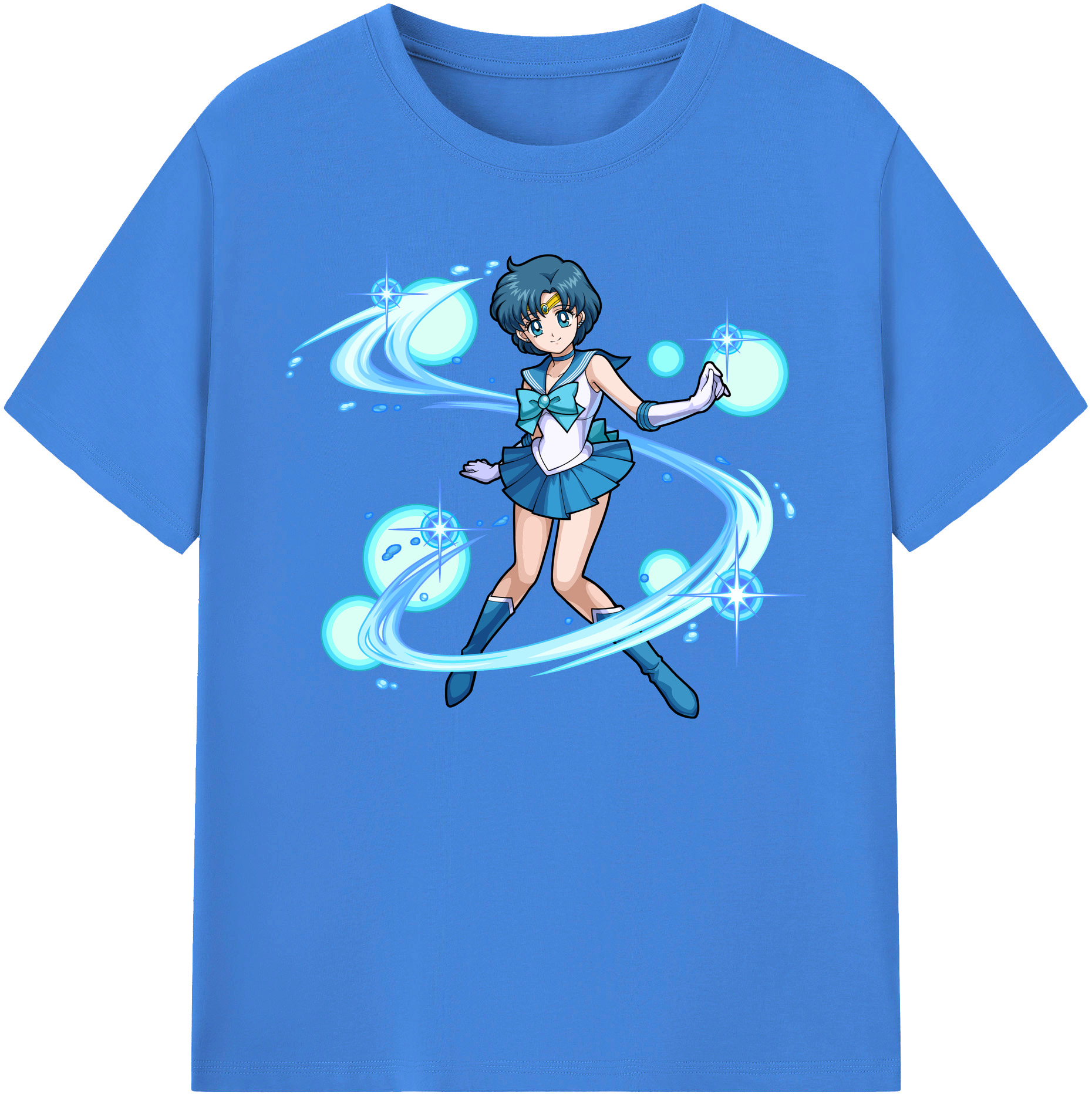 （画像用） 美少女戦士セーラームーン 水野 亜美 みずの あみ Sailor Moon Mizuno Ami 綿100％ メンズ半袖Tシャツ｜肌触りやわらか＆通気性