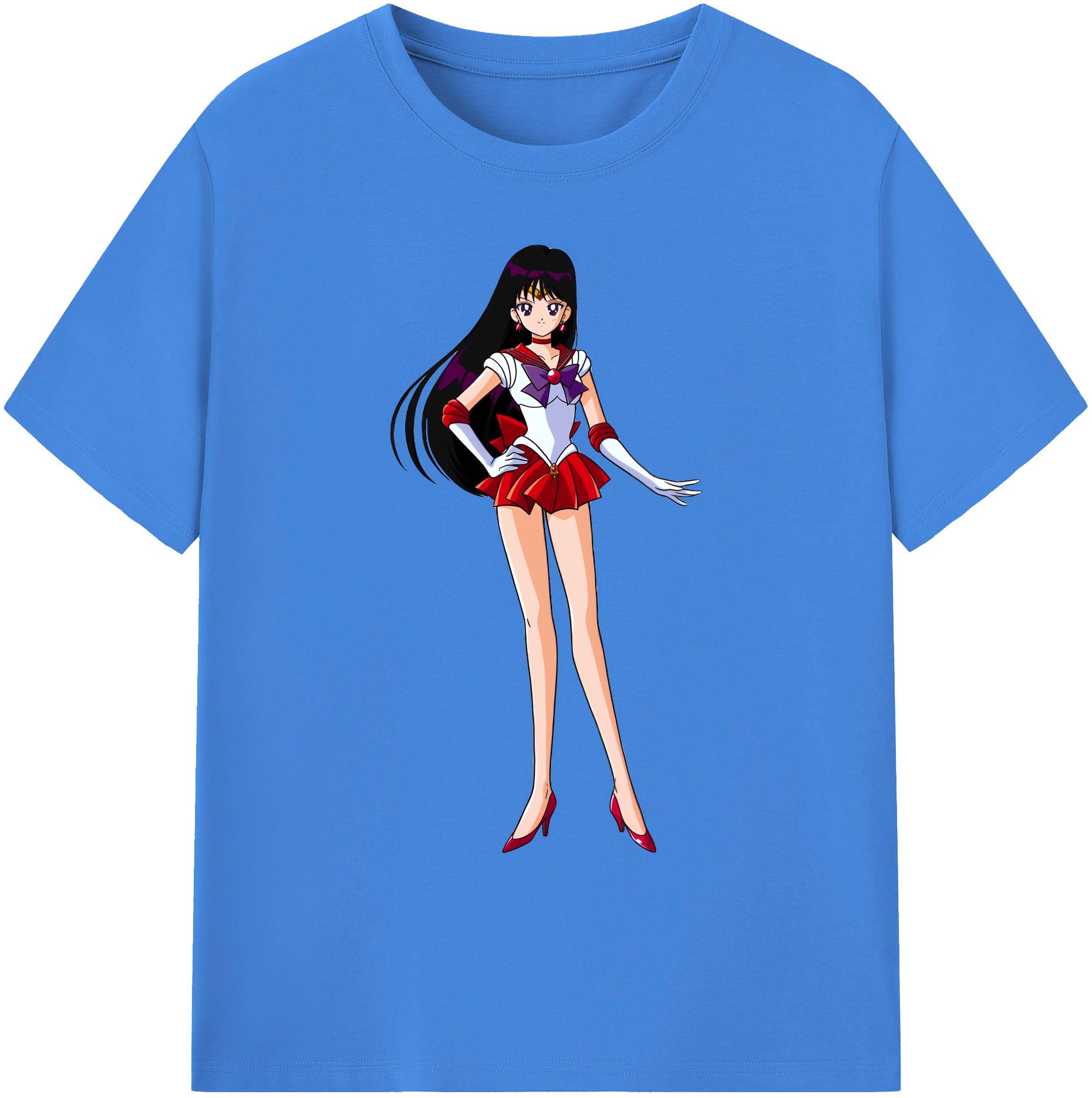 （画像用） 美少女戦士セーラームーン 火野レイ ひの レイ Sailor Moon Hino Rei （セーラーマーズ,Sailor Mars） 綿100％ メンズ半袖Tシャツ｜肌触りやわらか＆通気性