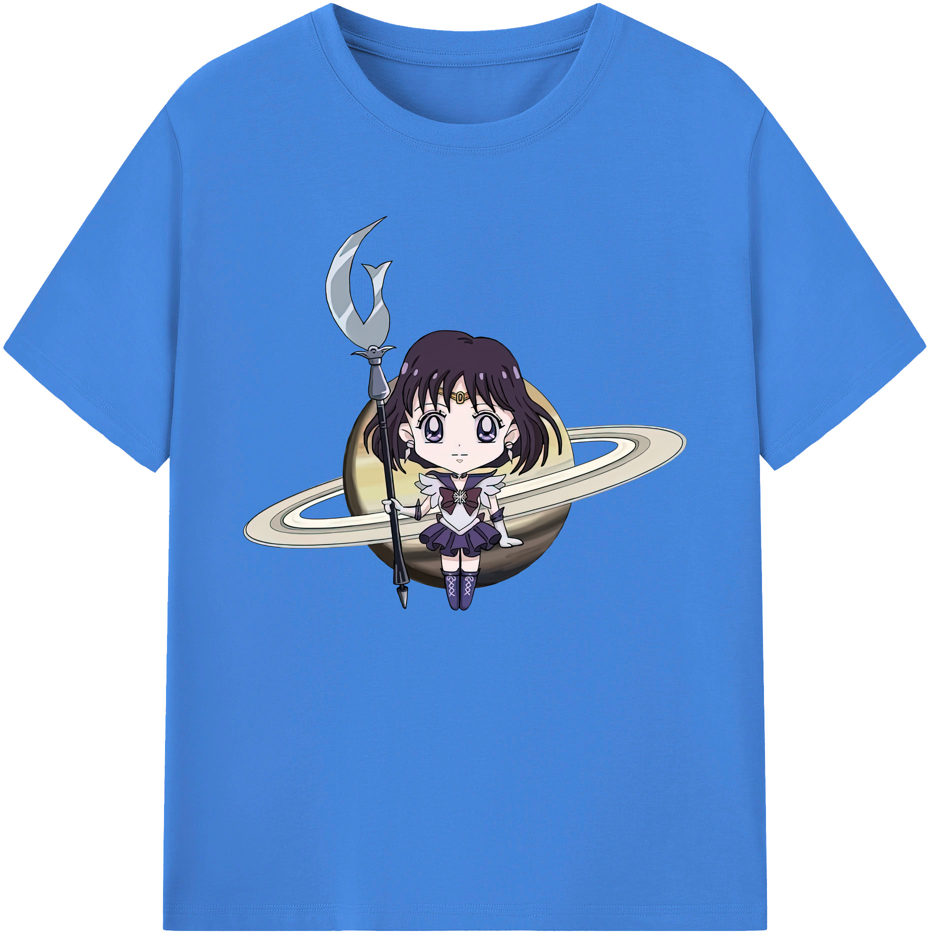 （画像用） 美少女戦士セーラームーン 土萠ほたる Sailor Moon Tomoe Hotaru （セーラーサターン；Sailor Saturn） 綿100％ メンズ半袖Tシャツ｜肌触りやわらか＆通気性